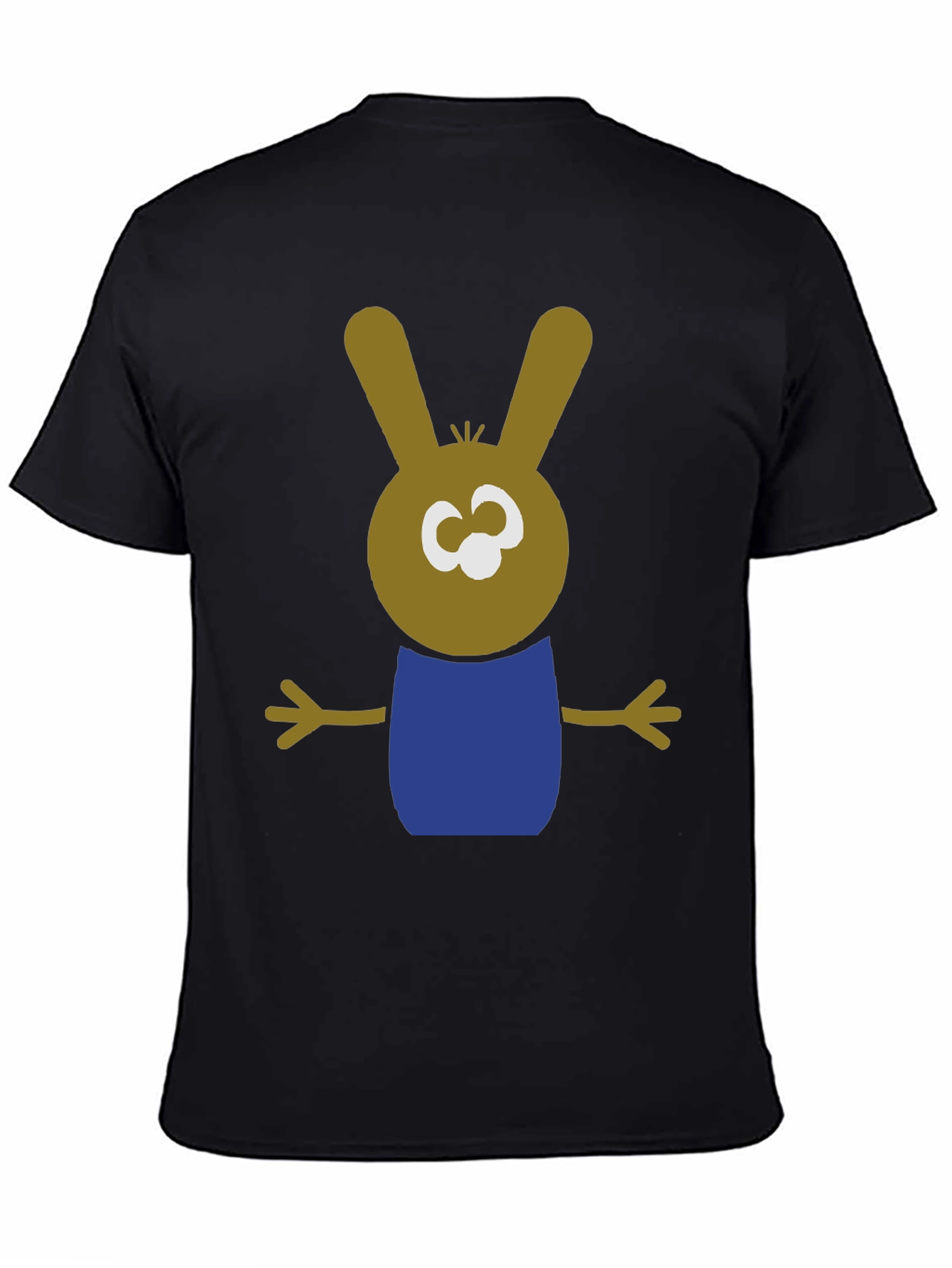 Cartoon Bunny Graphic Tee - Black Cotton Blend Shirt