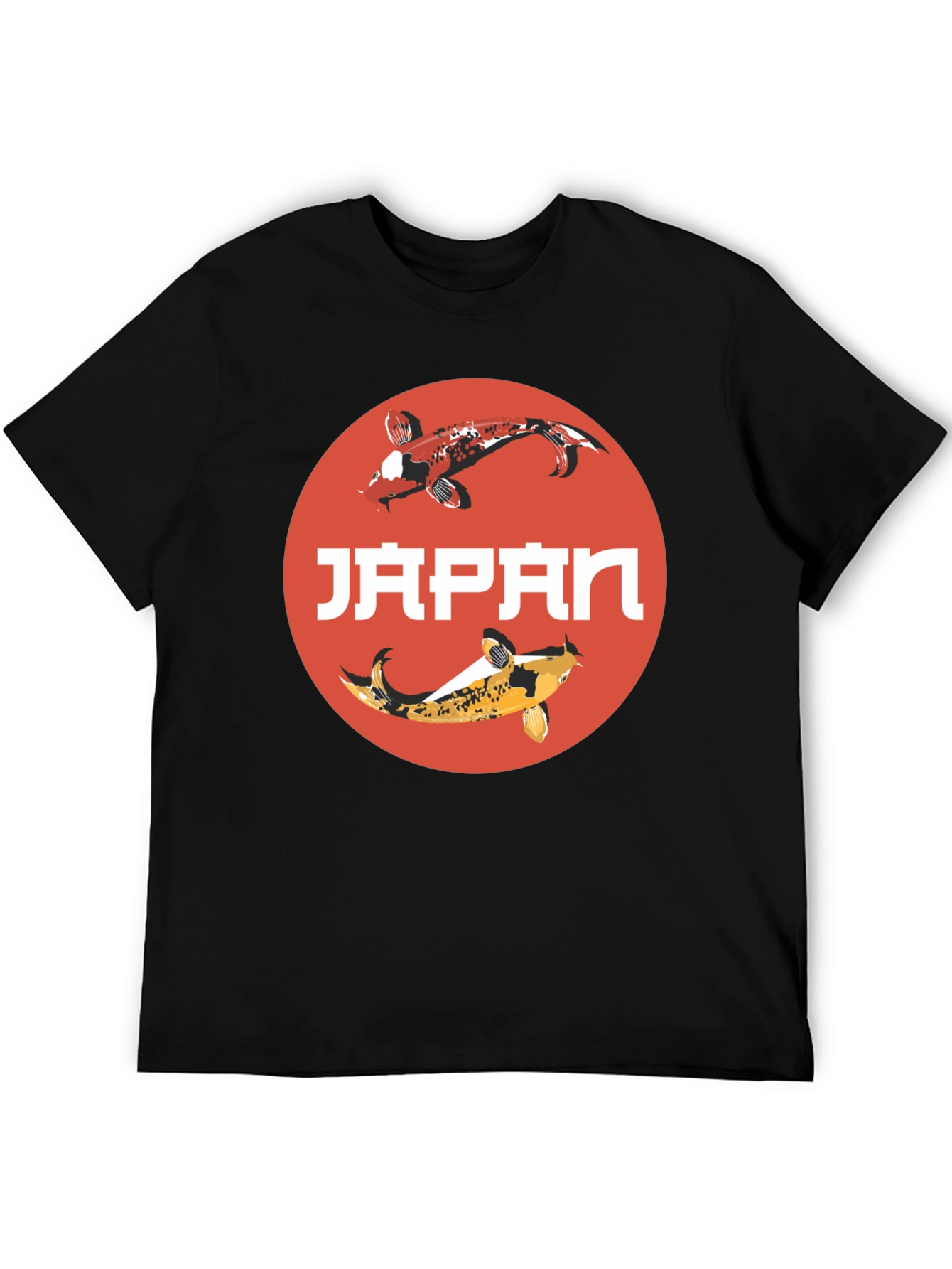 Japan Koi Fish Graphic T-Shirt - Black