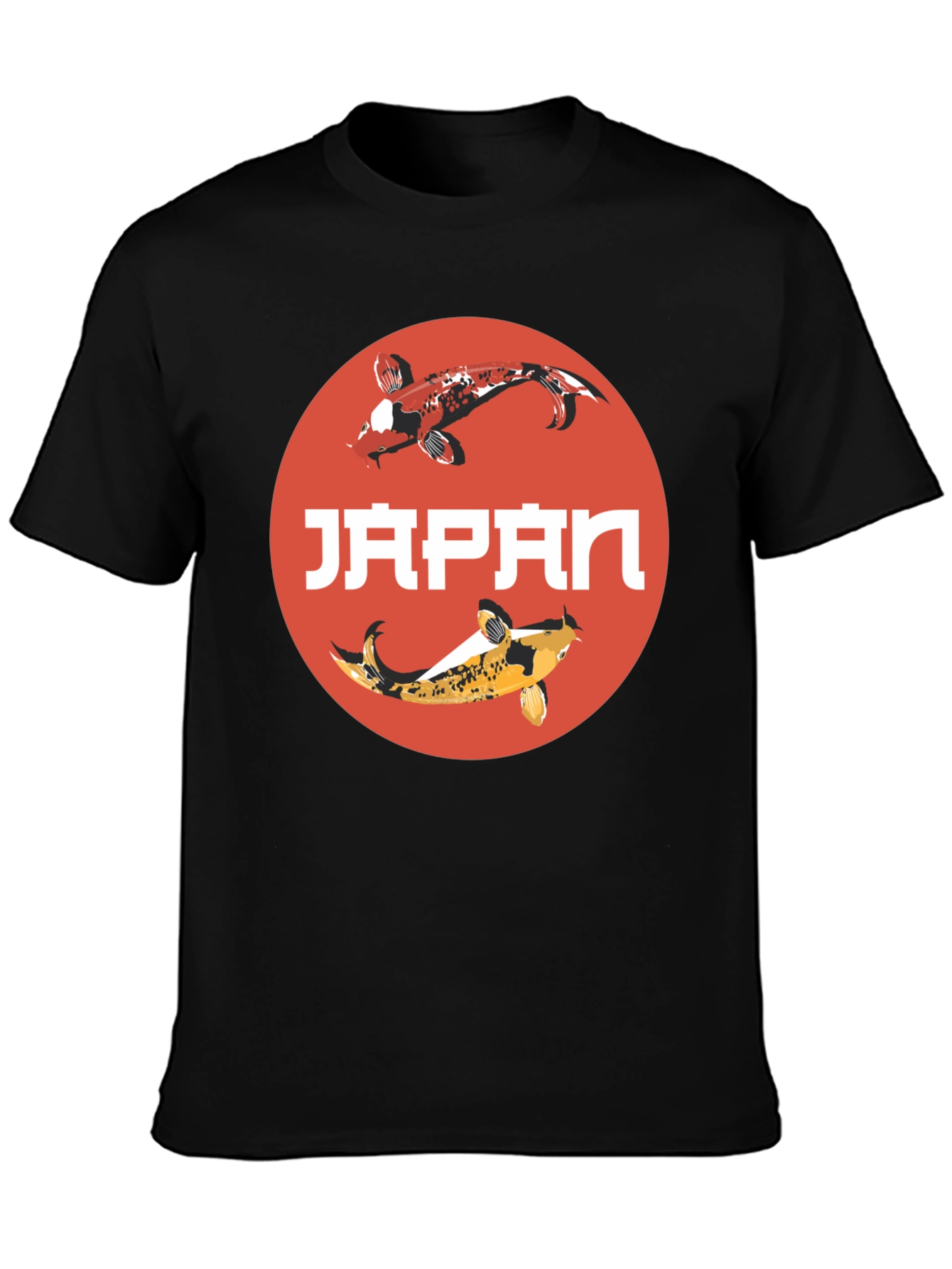 Japan Koi Fish Graphic T-Shirt - Black
