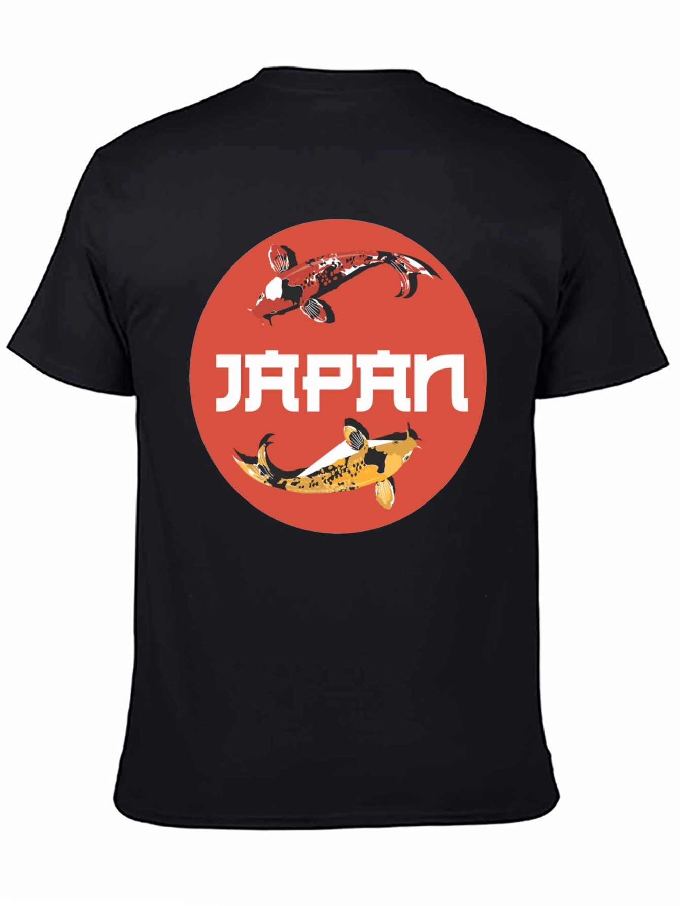 Japan Koi Fish Graphic T-Shirt - Black