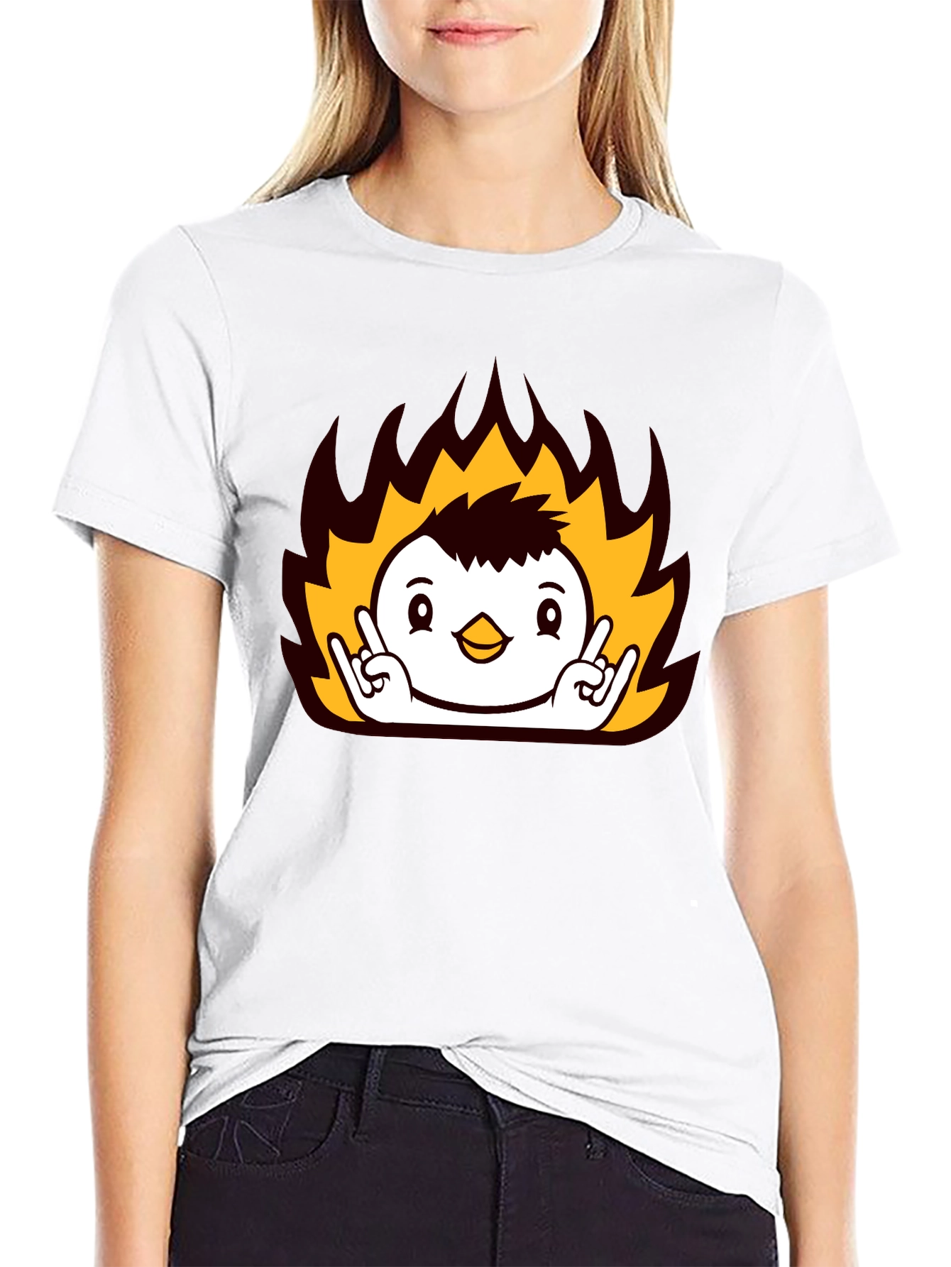 Rock On Fire Bird Black T-Shirt