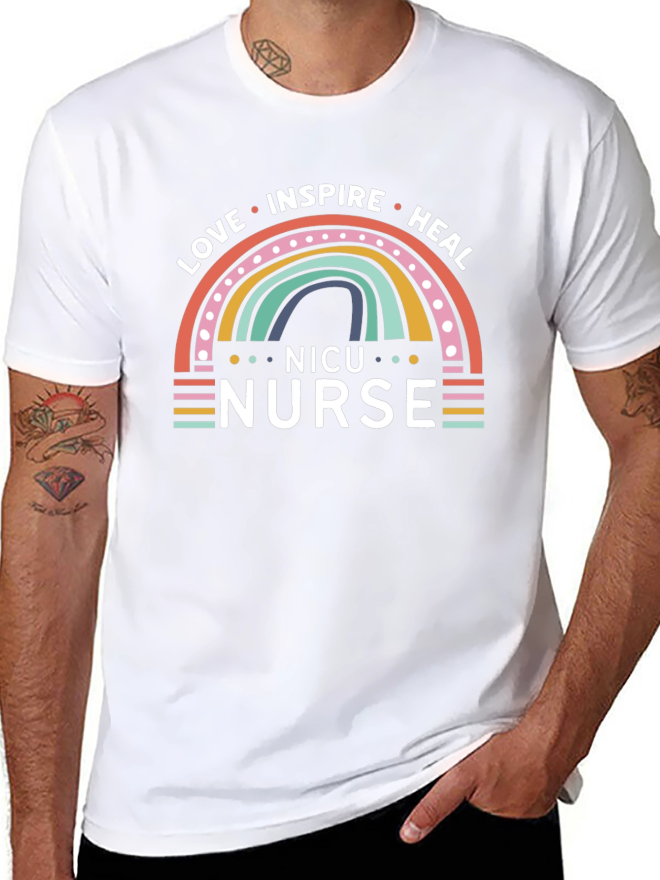NICU Nurse Rainbow Graphic T-Shirt