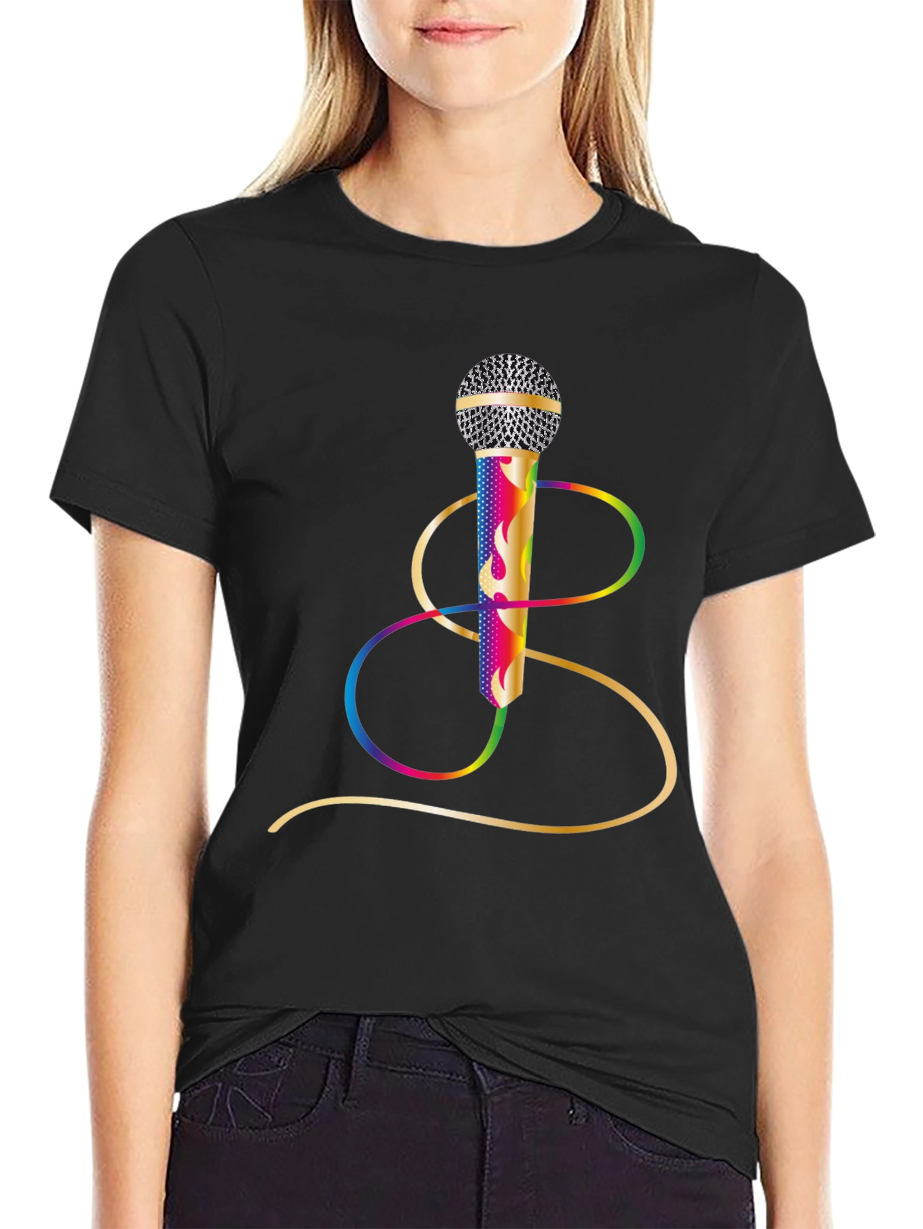 Retro Rainbow Microphone Graphic Tee