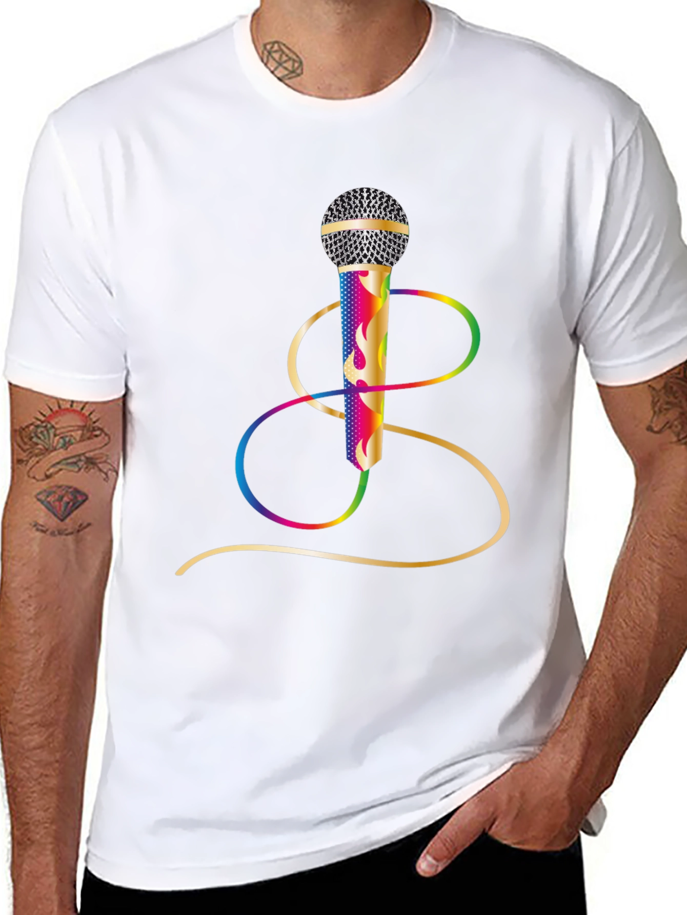 Retro Rainbow Microphone Graphic Tee