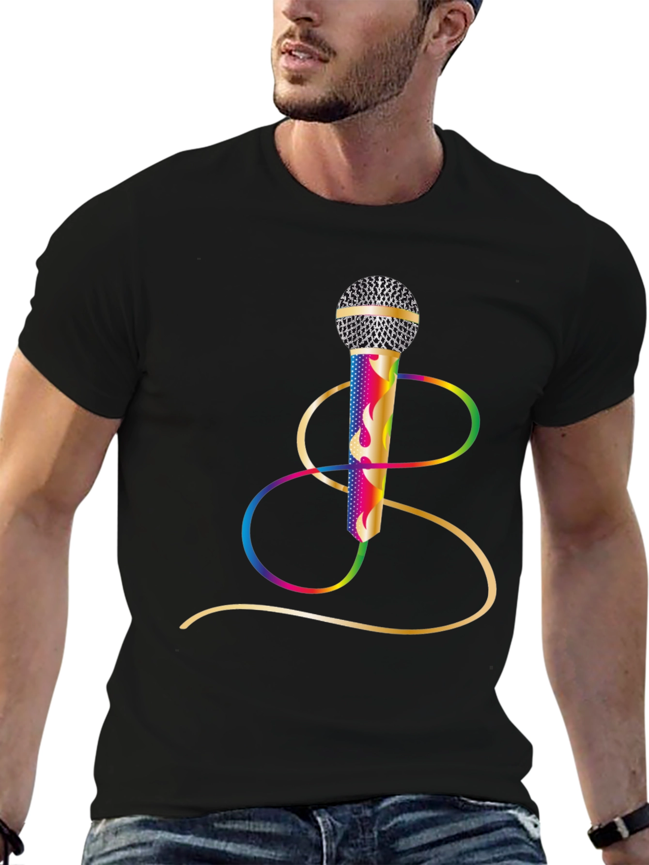 Retro Rainbow Microphone Graphic Tee