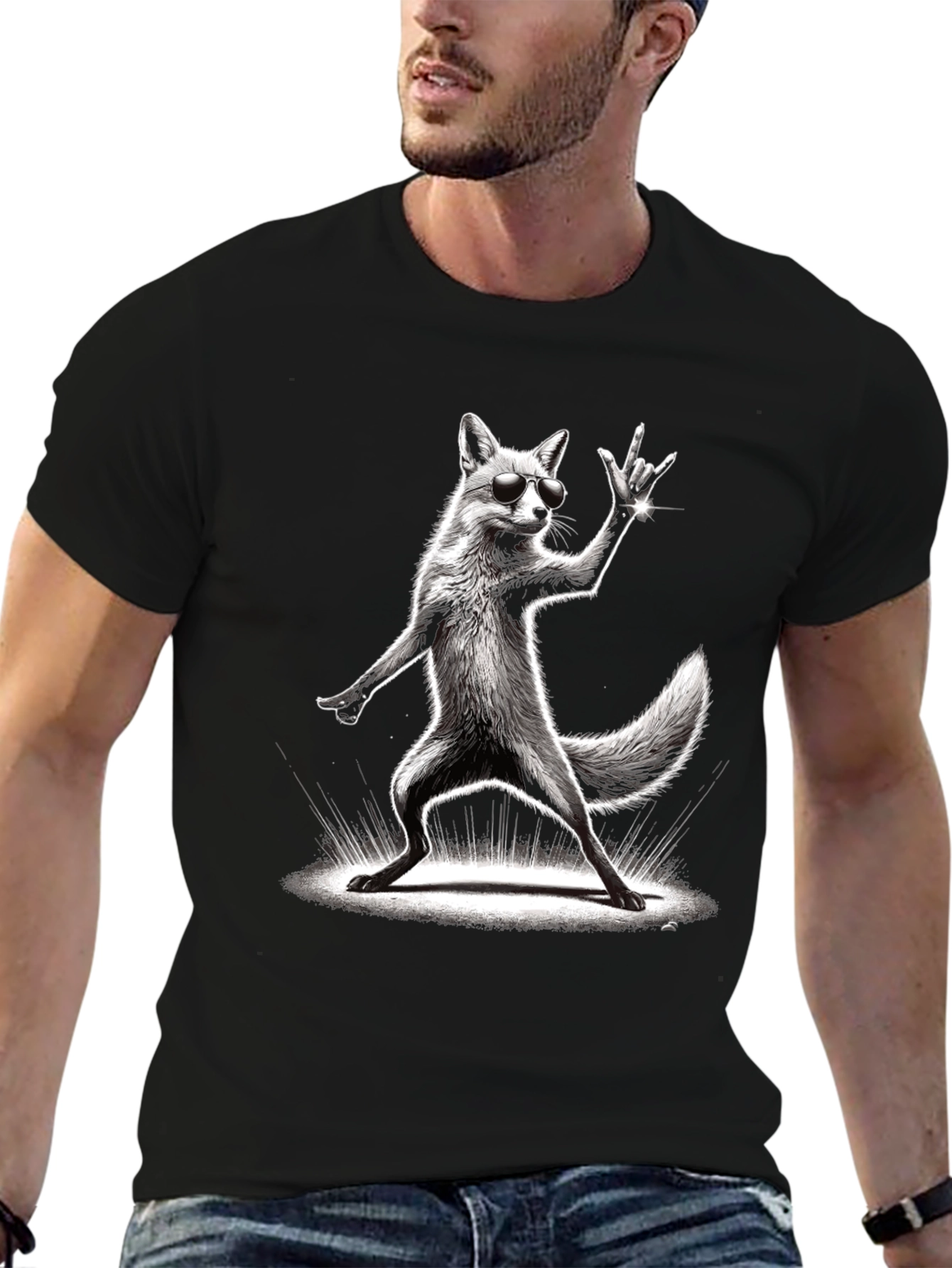 Cool Fox Graphic Tee - Rock On!