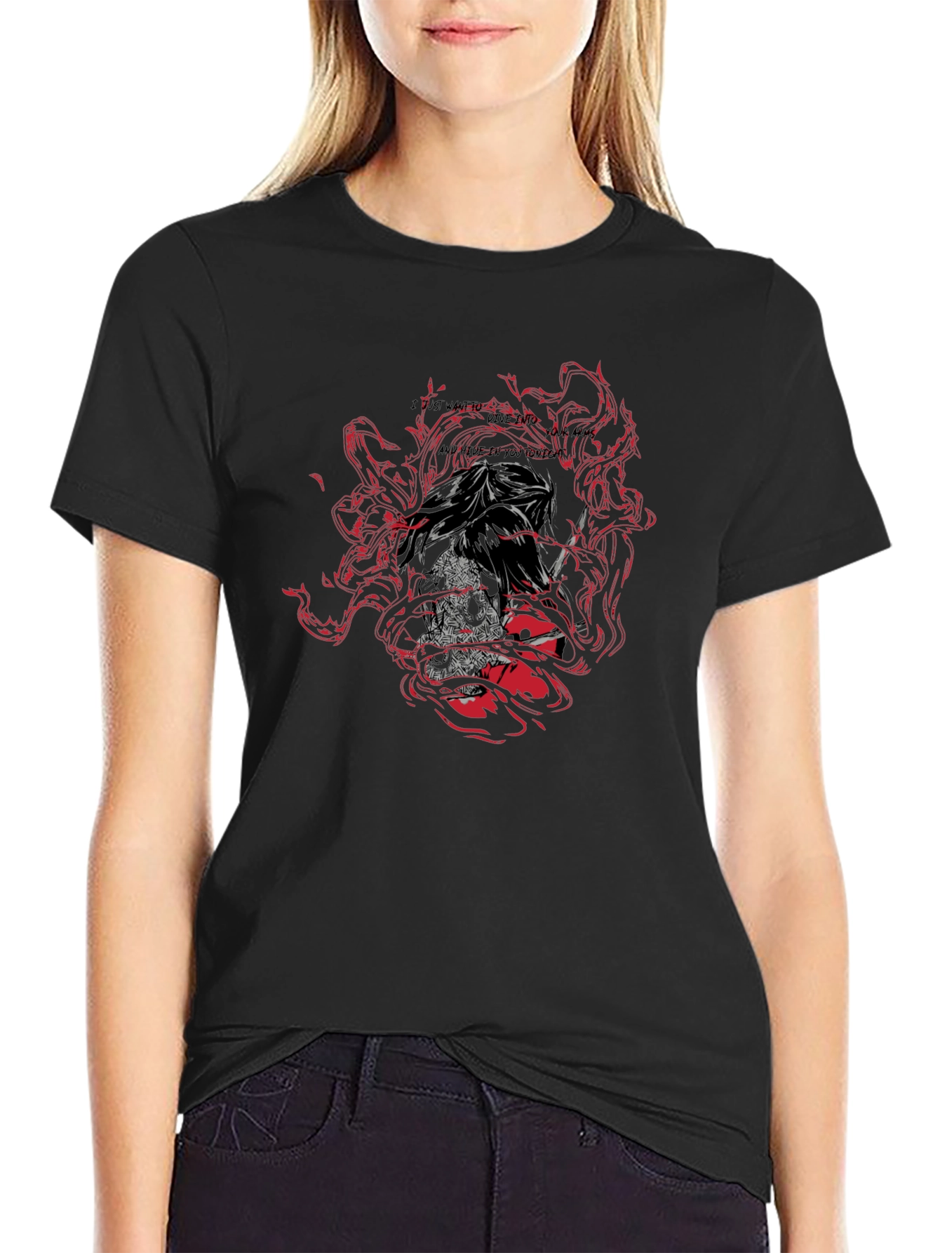 Edgy Graphic Print Black T-Shirt