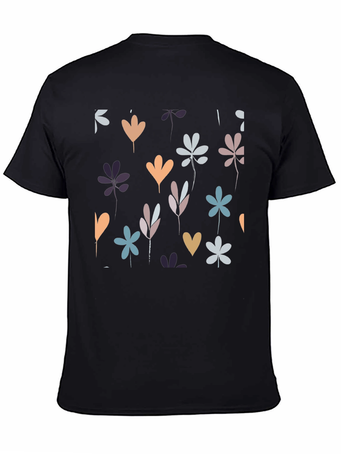 Floral Print Black Tee