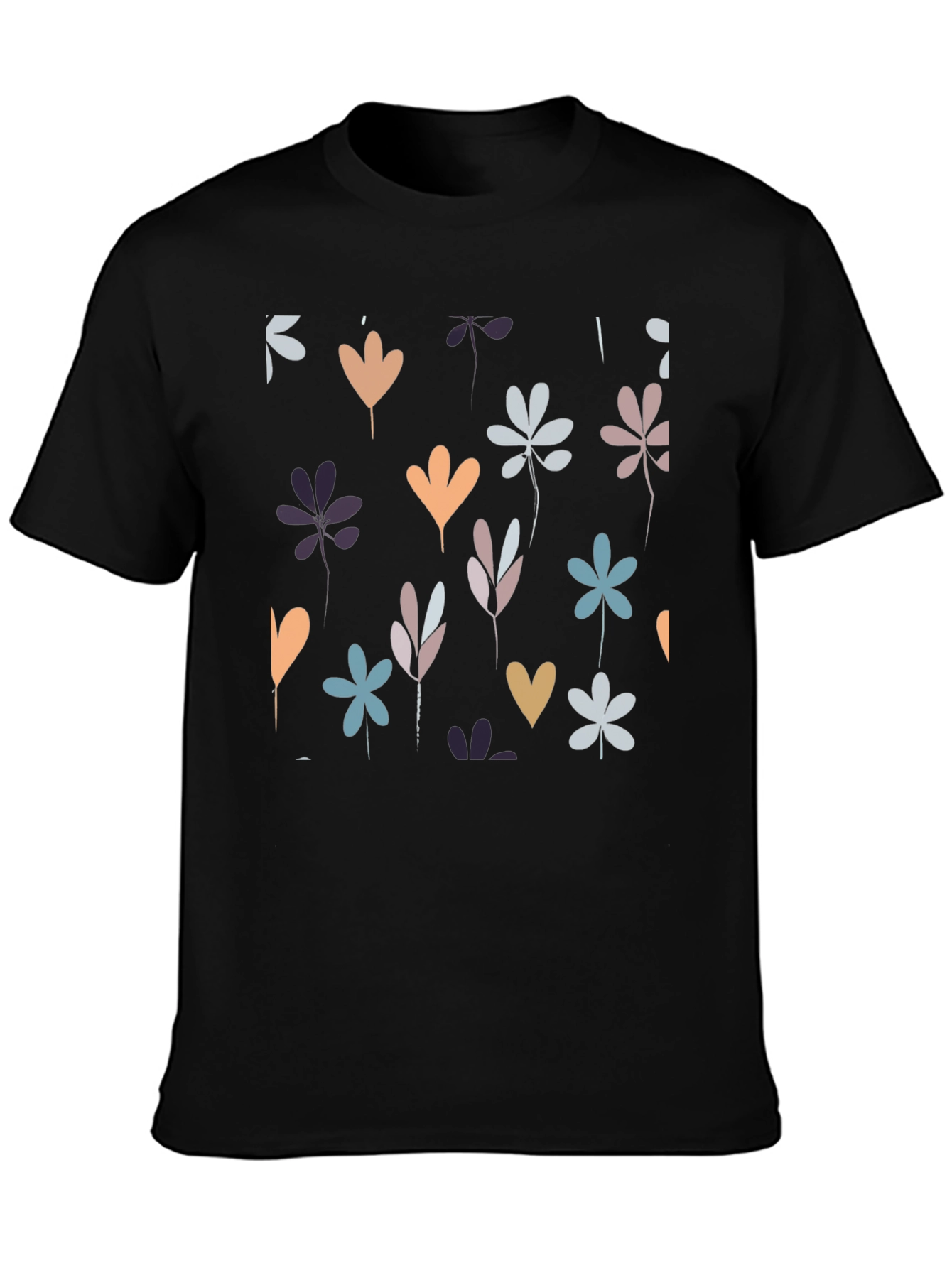 Floral Print Black Tee