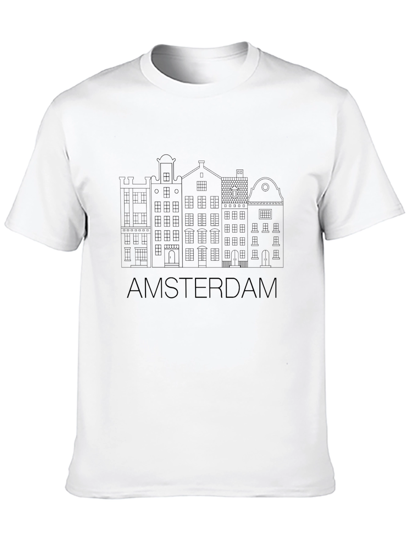 Amsterdam Cityscape Mens Black T-Shirt