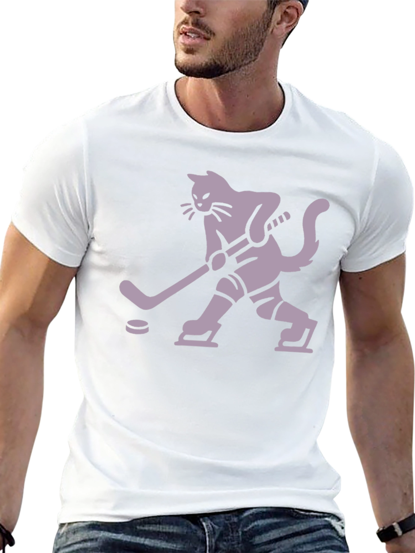 Hockey Cat T-Shirt - Black Unique Design