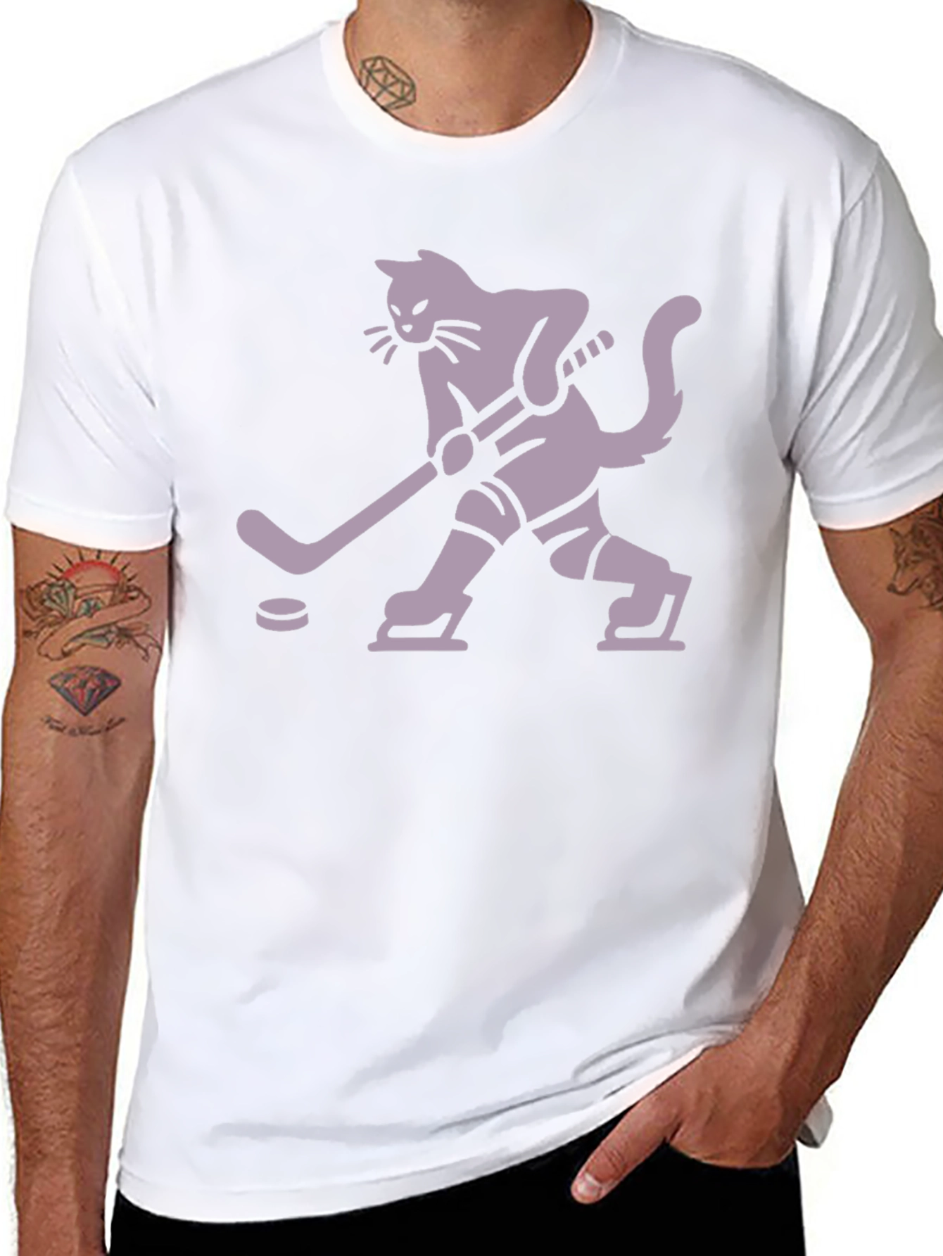 Hockey Cat T-Shirt - Black Unique Design