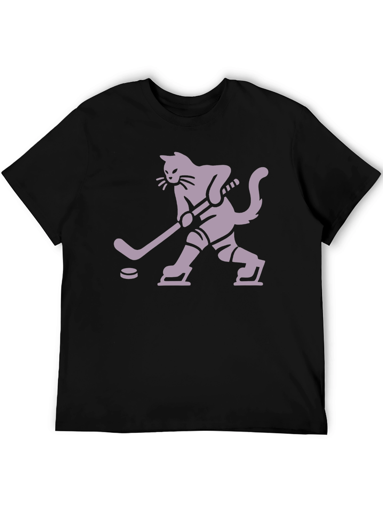 Hockey Cat T-Shirt - Black Unique Design
