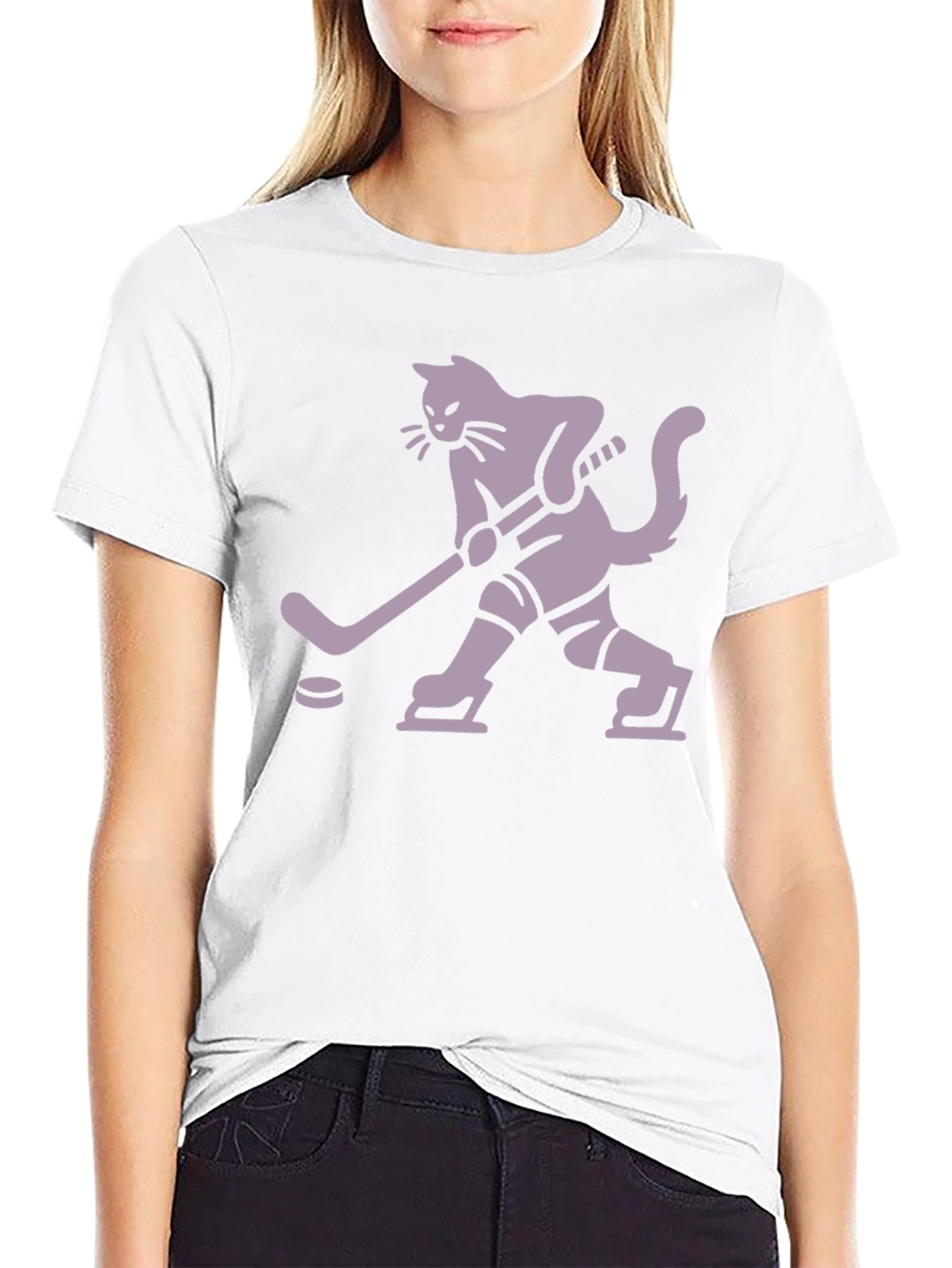 Hockey Cat T-Shirt - Black Unique Design