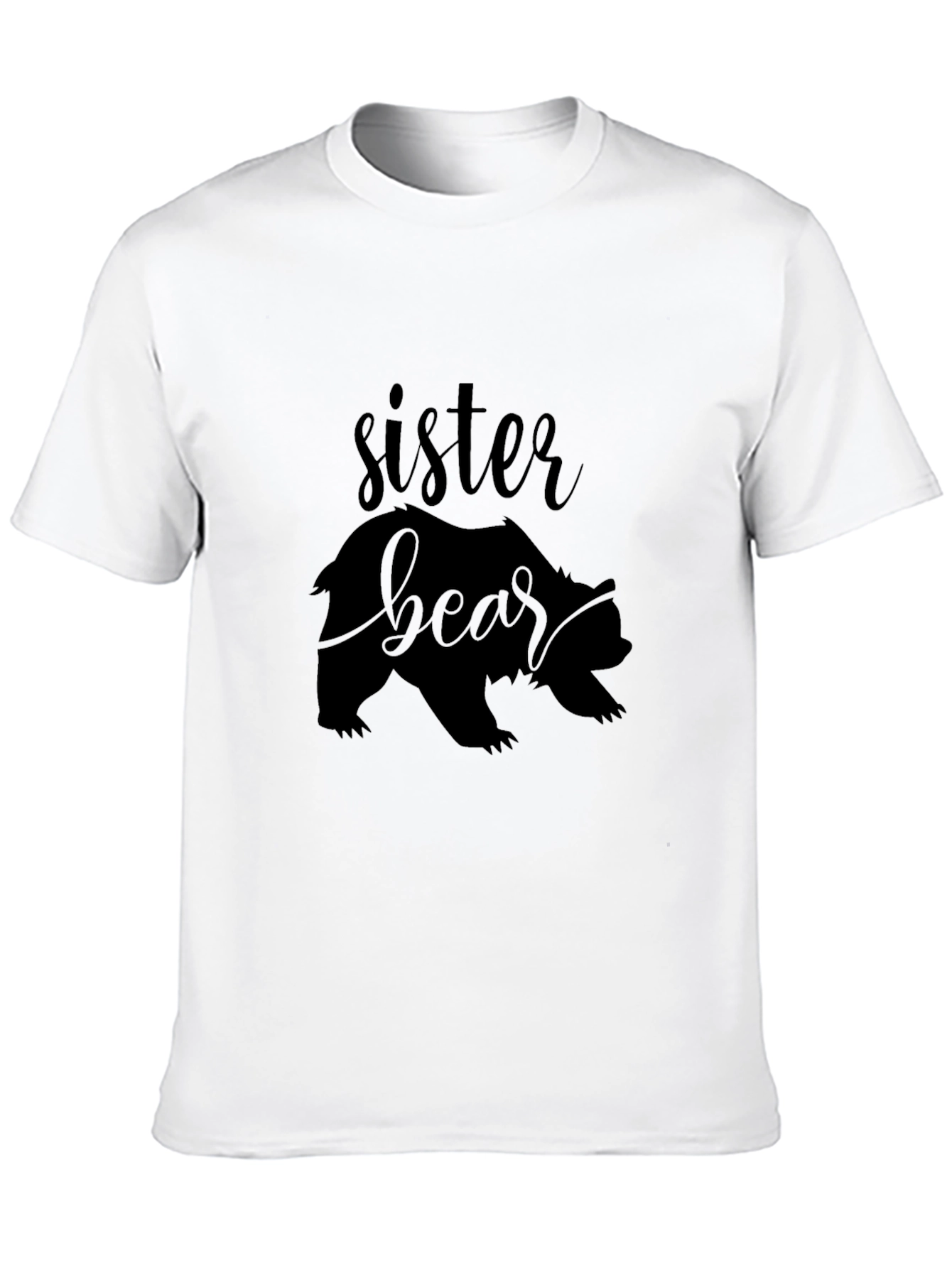Sister Bear Graphic T-Shirt - Black Crew Neck Tee