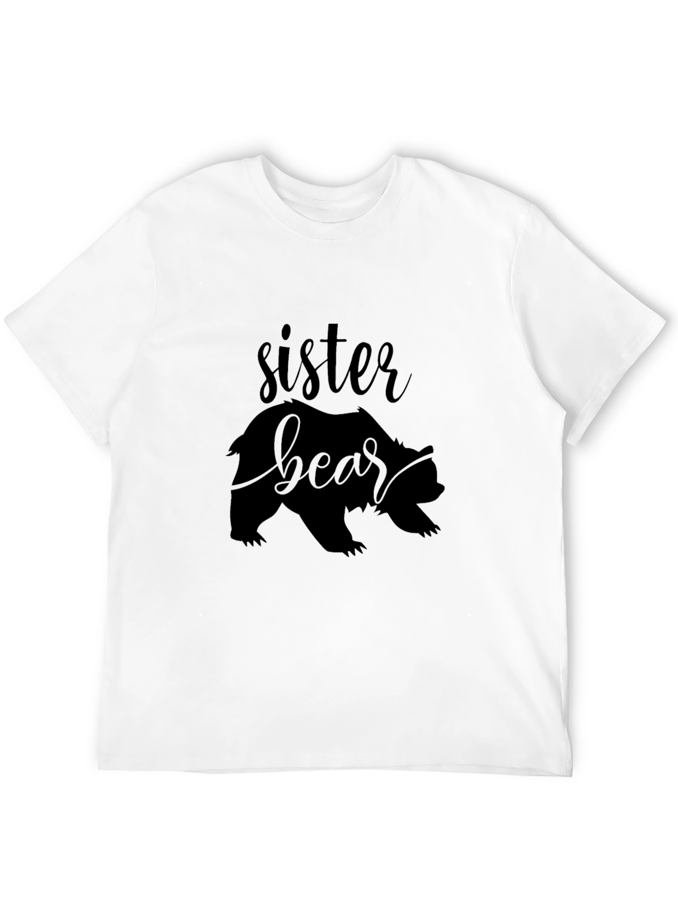 Sister Bear Graphic T-Shirt - Black Crew Neck Tee