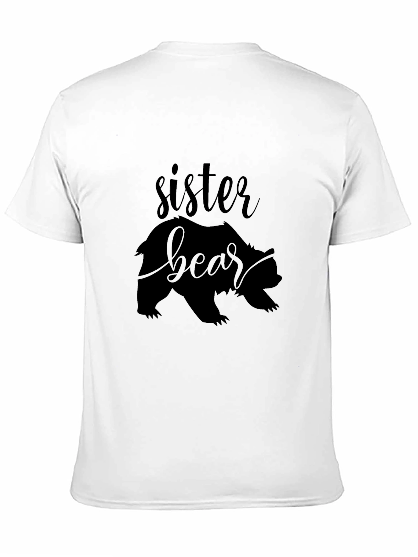 Sister Bear Graphic T-Shirt - Black Crew Neck Tee