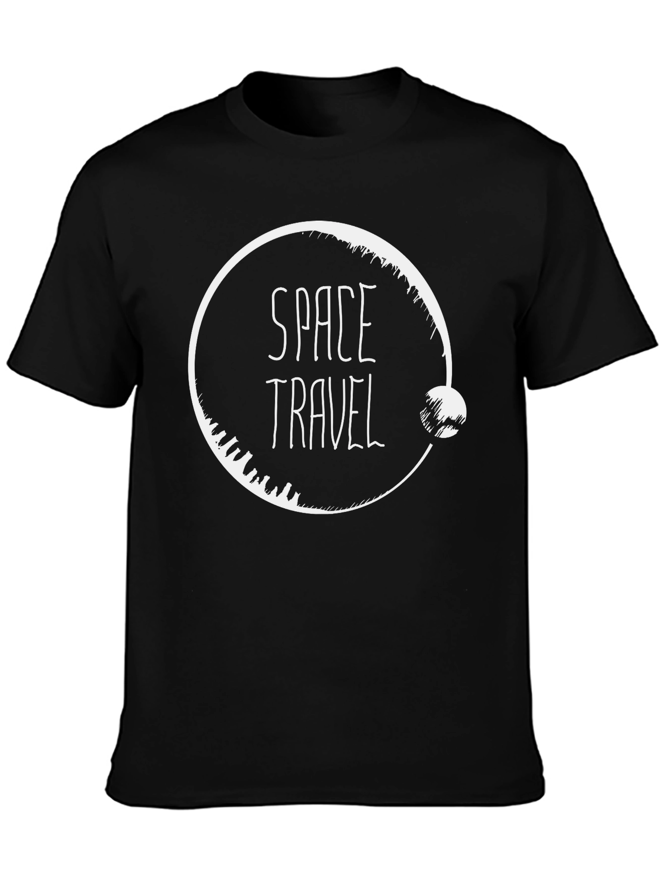 Space Travel Graphic Tee - Black Cotton T-Shirt