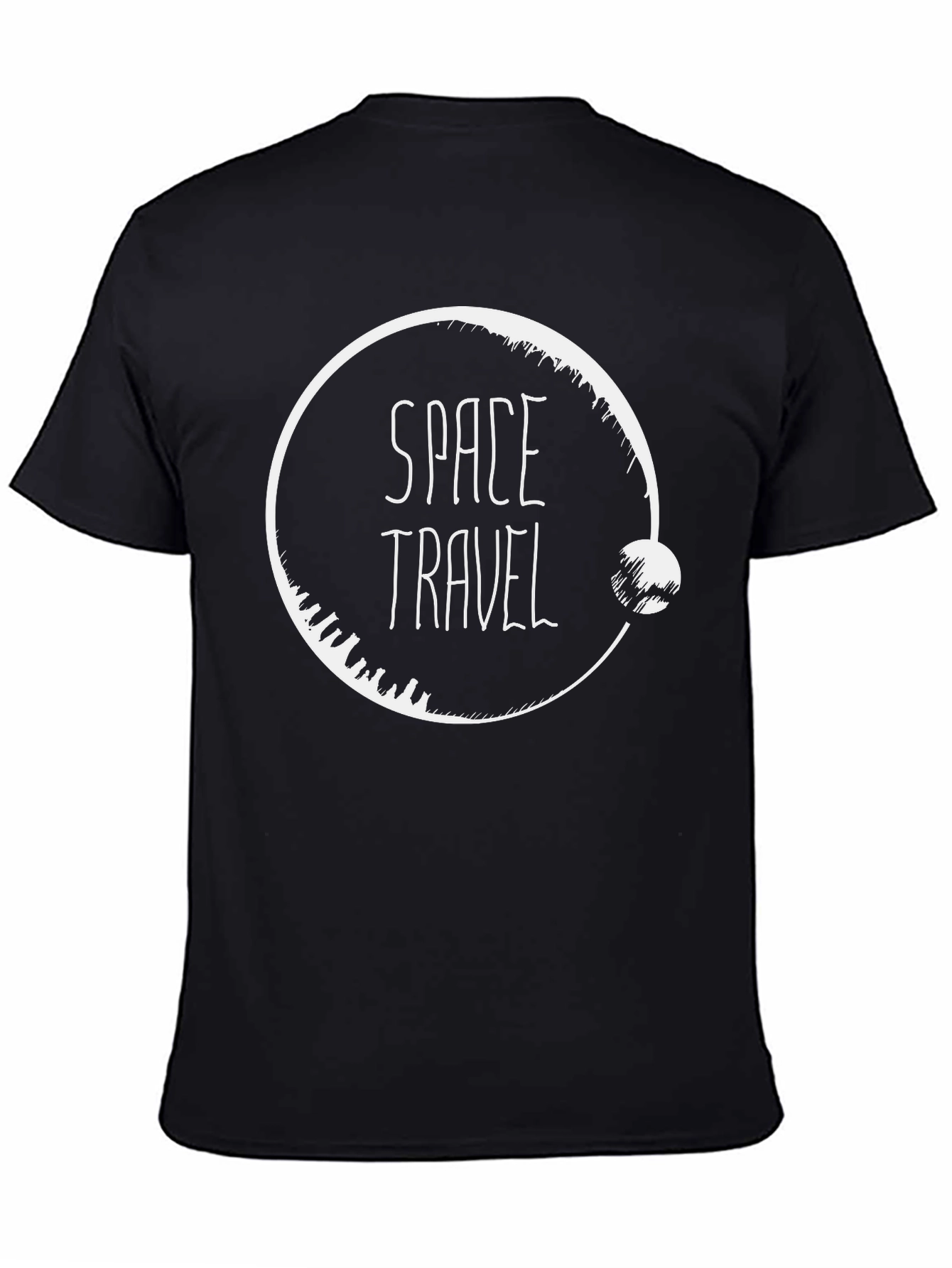 Space Travel Graphic Tee - Black Cotton T-Shirt