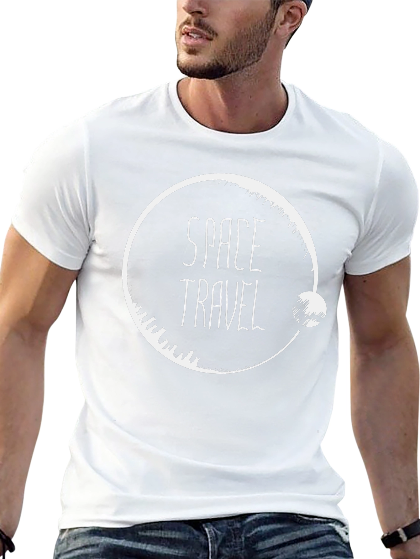 Space Travel Graphic Tee - Black Cotton T-Shirt