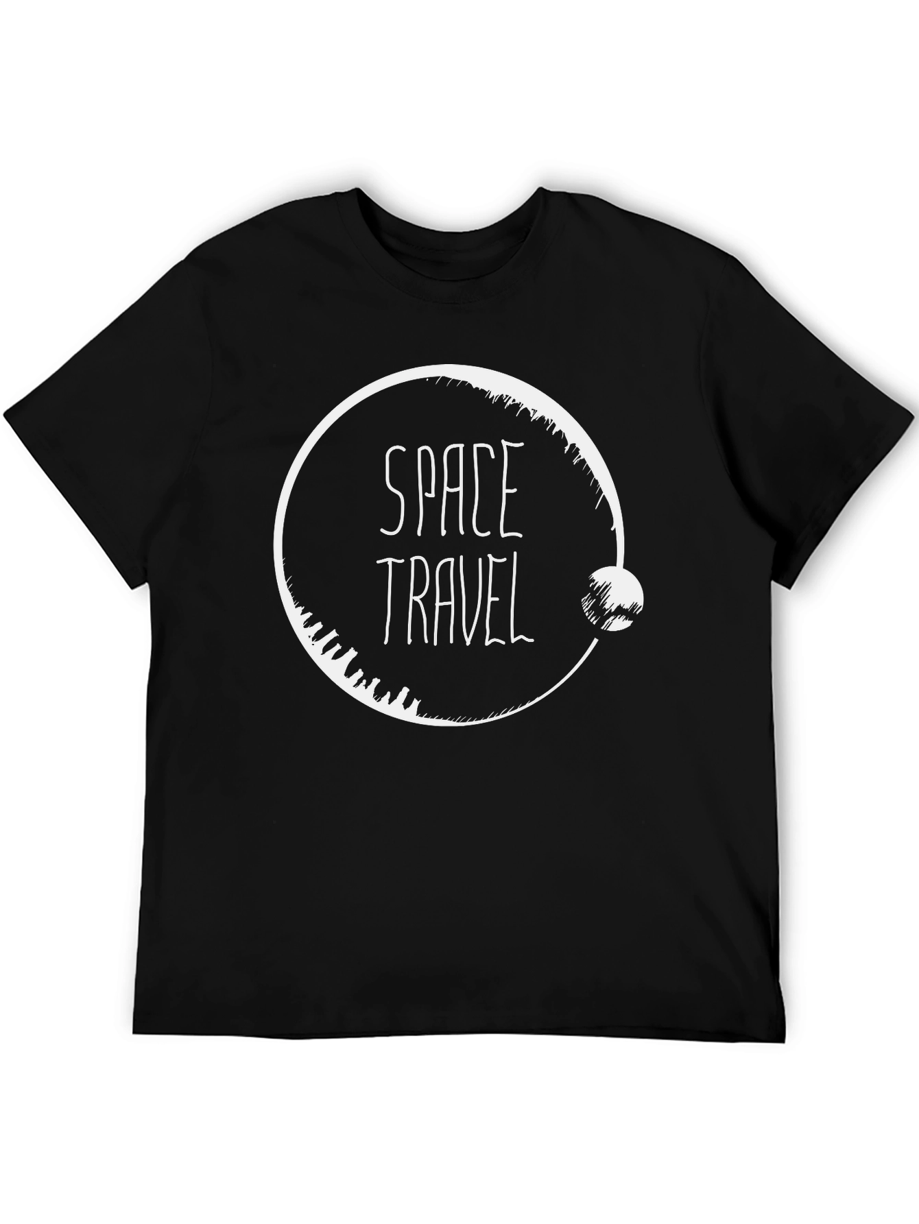 Space Travel Graphic Tee - Black Cotton T-Shirt