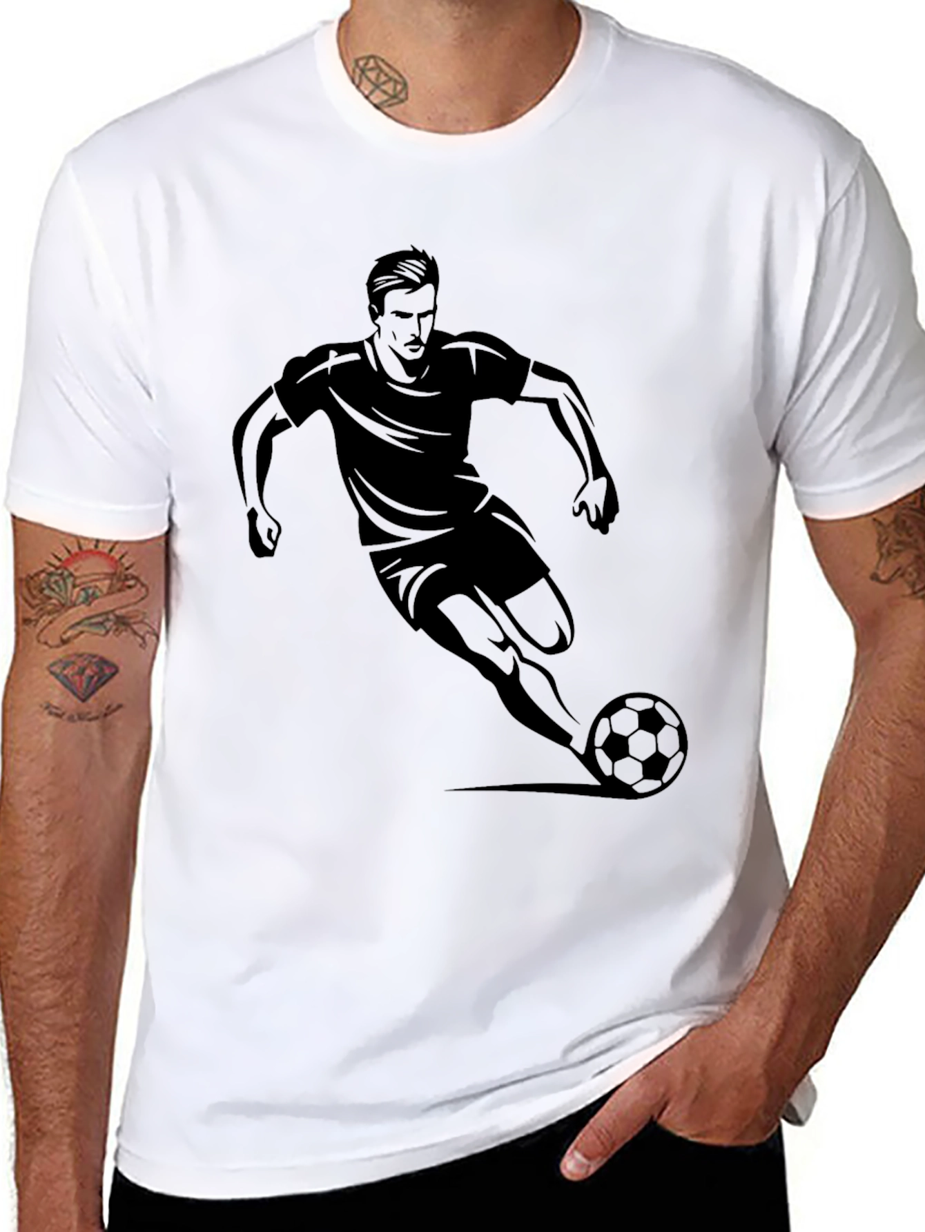 Soccer Player Graphic Black T-Shirt