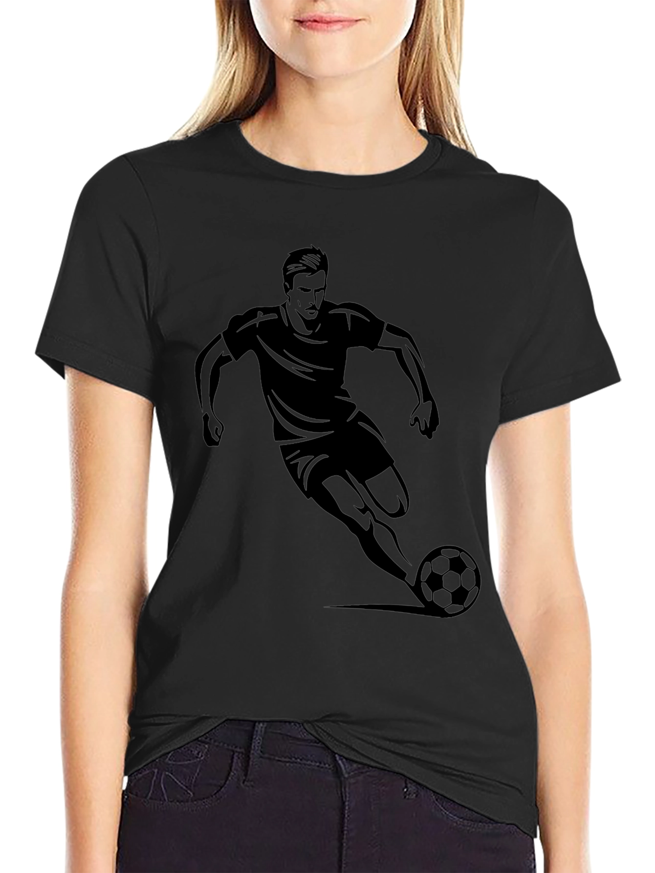 Soccer Player Graphic Black T-Shirt