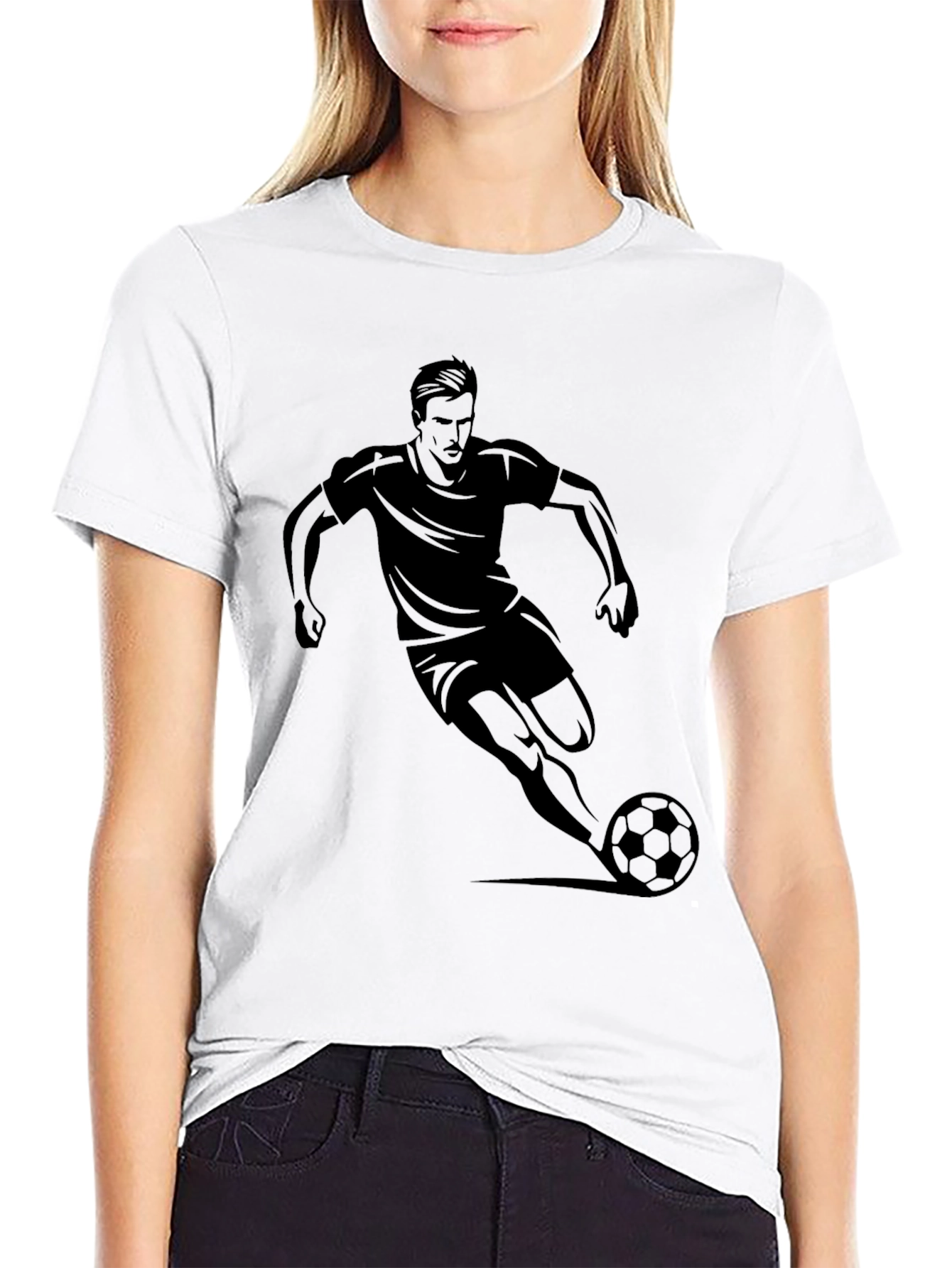 Soccer Player Graphic Black T-Shirt