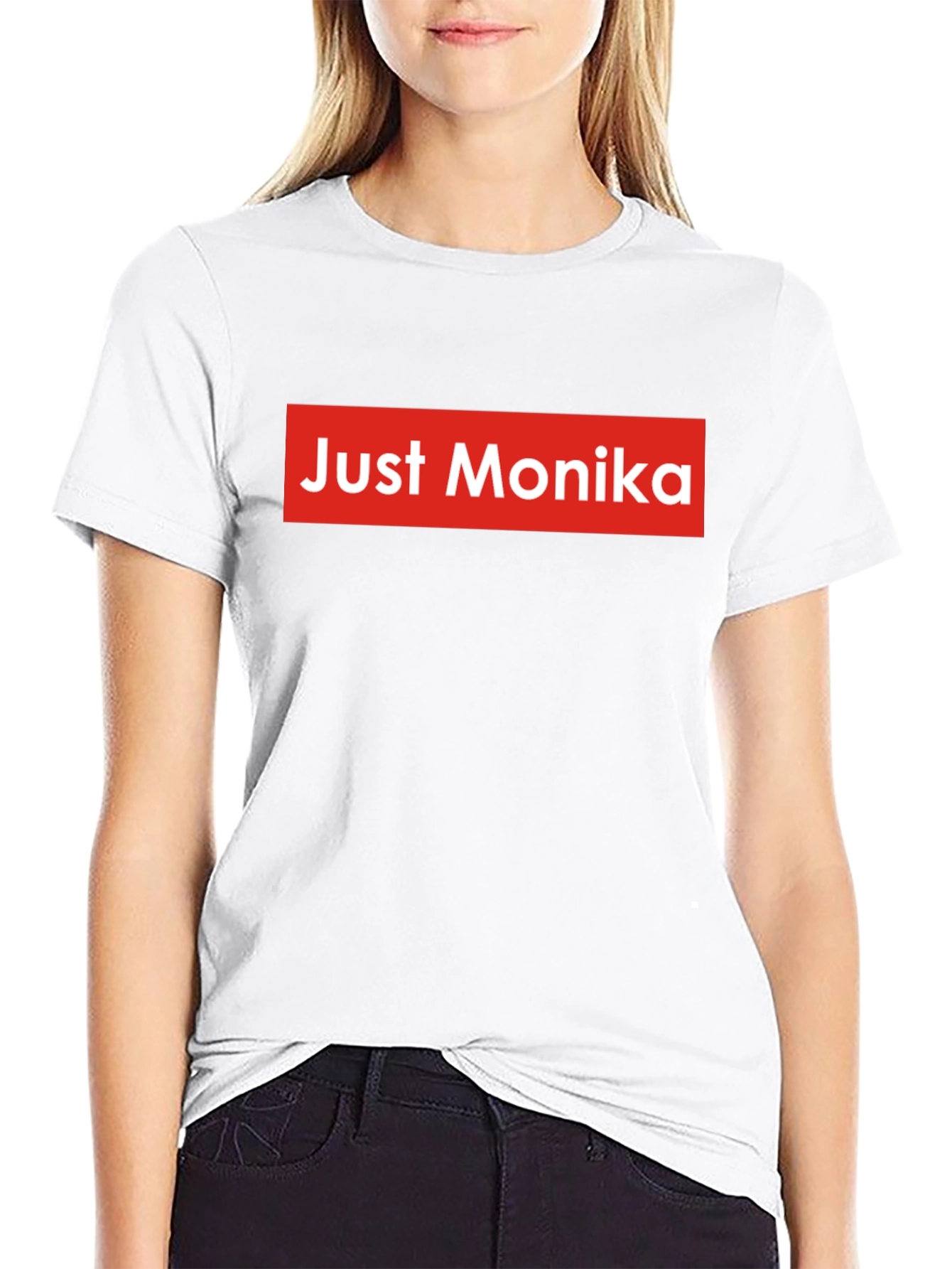 Just Monika Graphic Tee - Black Crew Neck Shirt