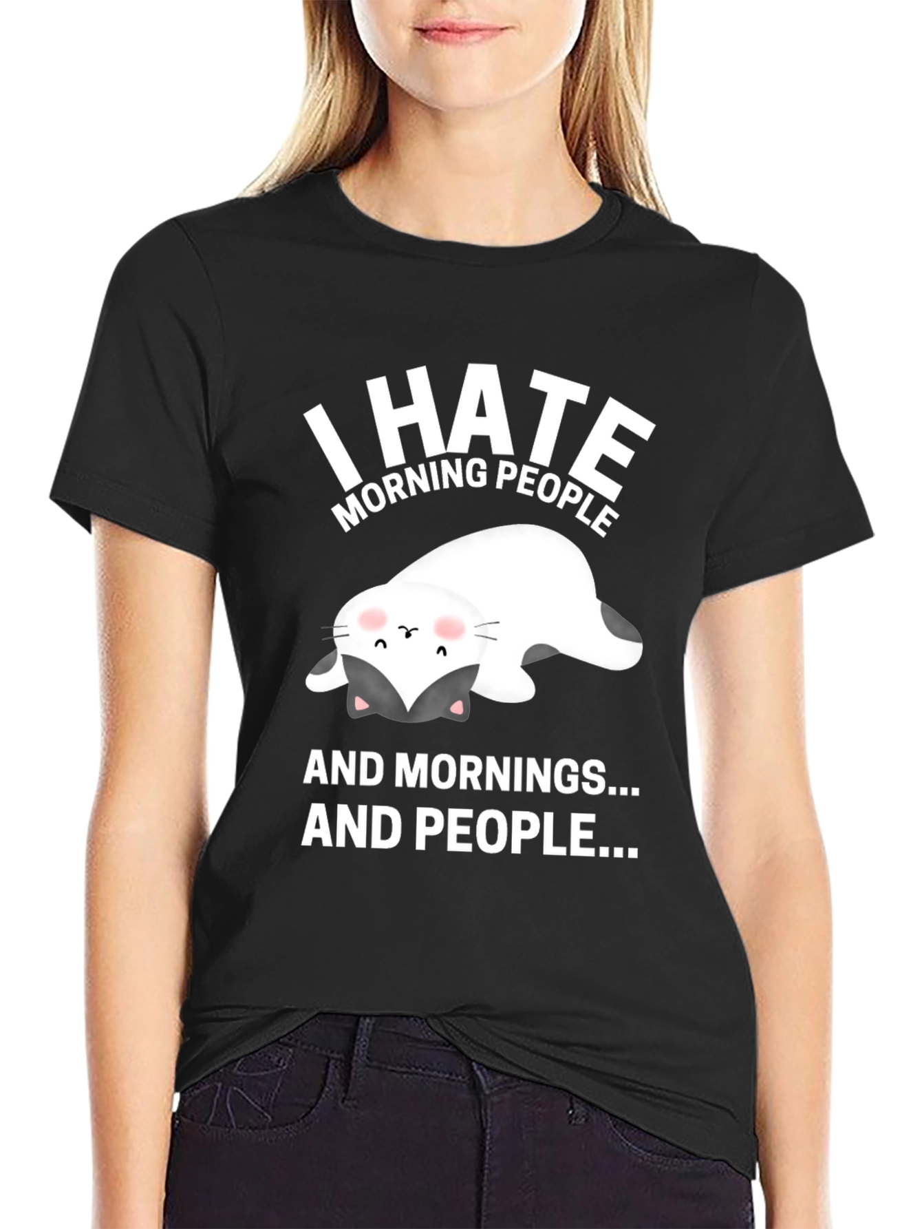 I Hate Morning People Cat T-Shirt