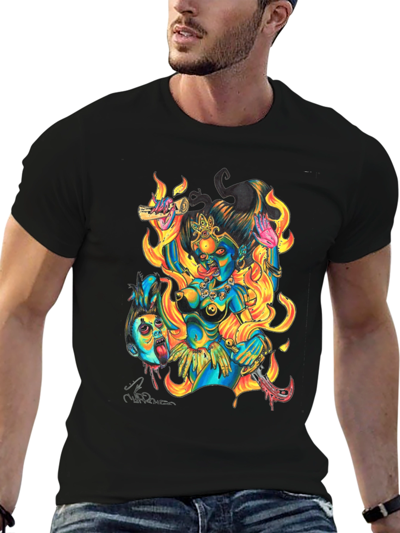 Kali Graphic Print Black T-Shirt