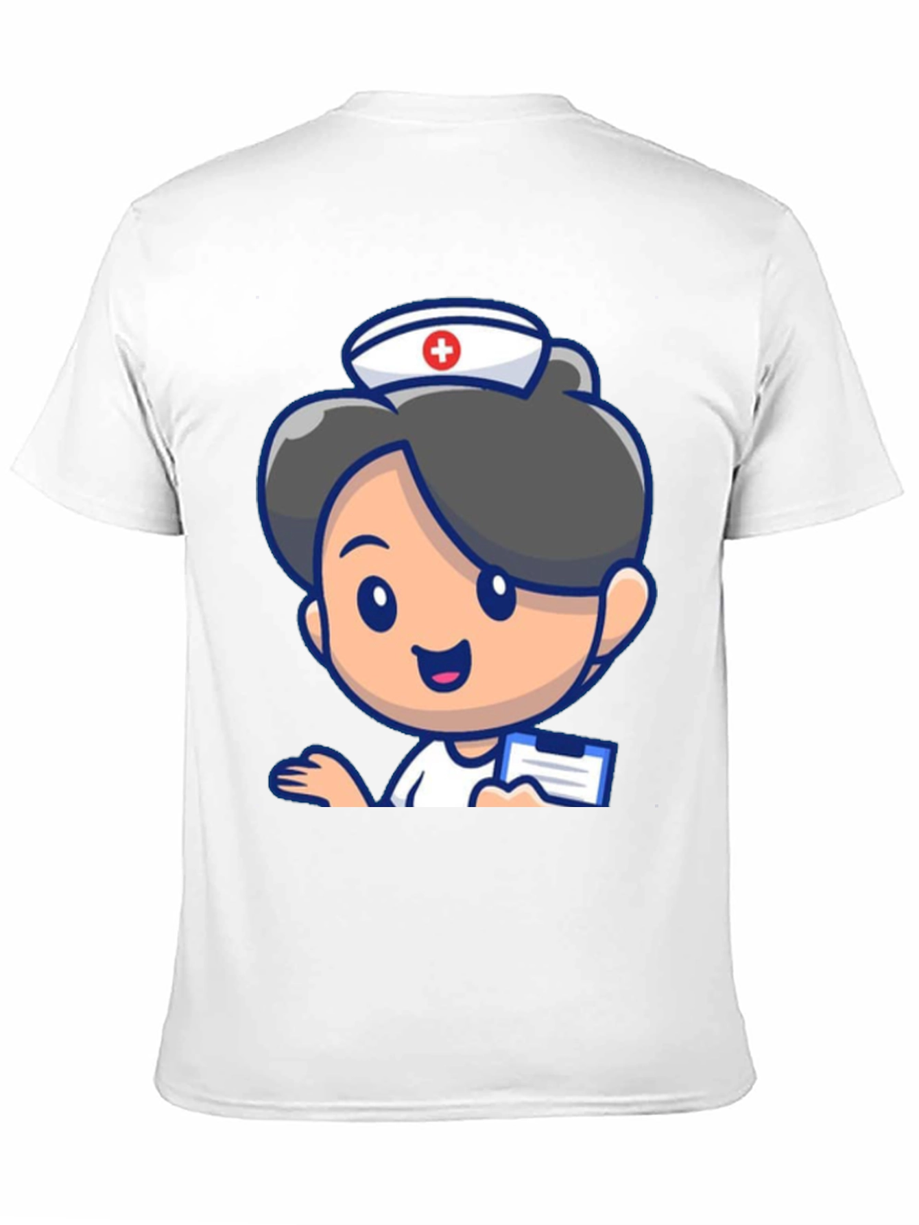 Cartoon Nurse Graphic Tee - Novelty Black T-Shirt