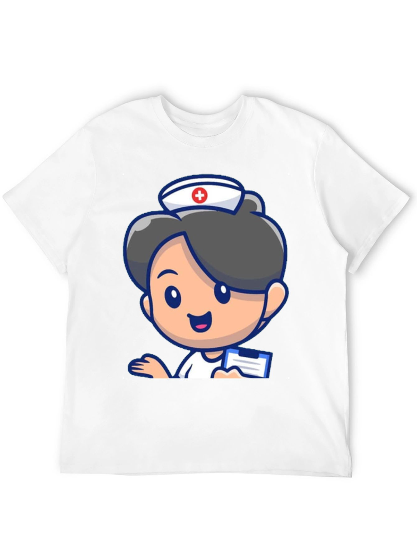 Cartoon Nurse Graphic Tee - Novelty Black T-Shirt