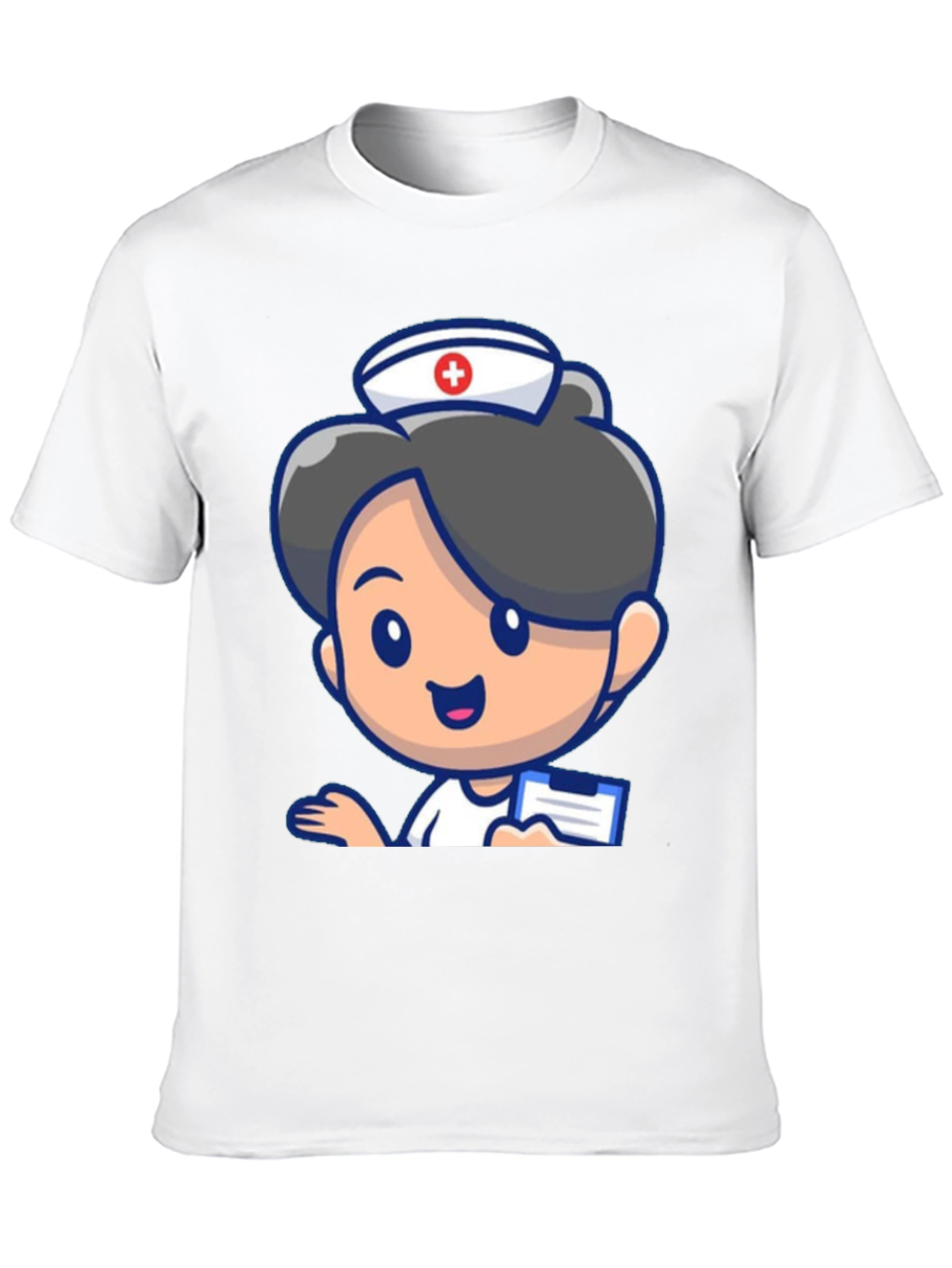 Cartoon Nurse Graphic Tee - Novelty Black T-Shirt