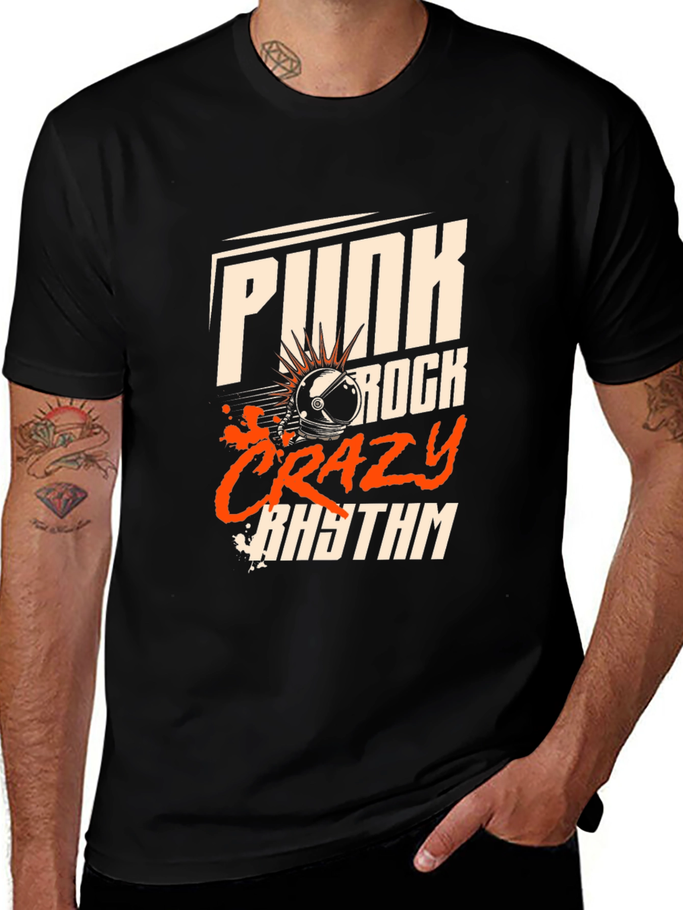 Punk Rock Crazy Rhythm Black T-Shirt