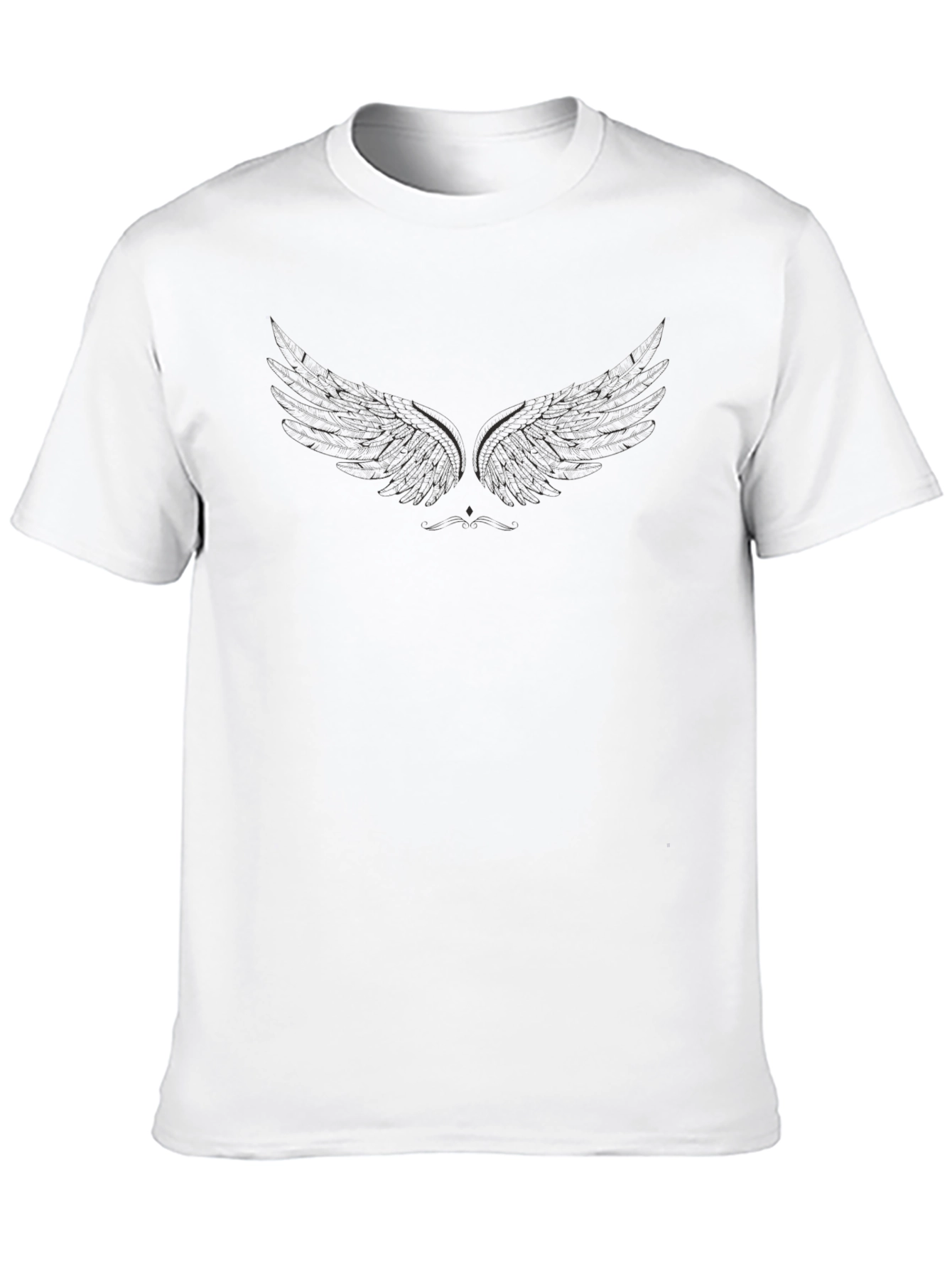 Mens Black Graphic Wings T-Shirt