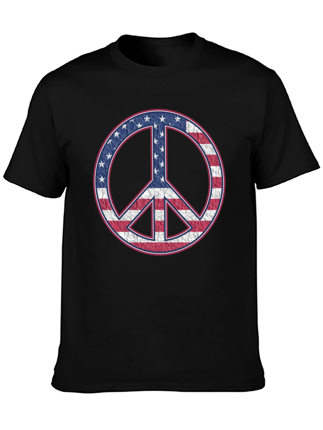 American Flag Peace Sign Black T-Shirt