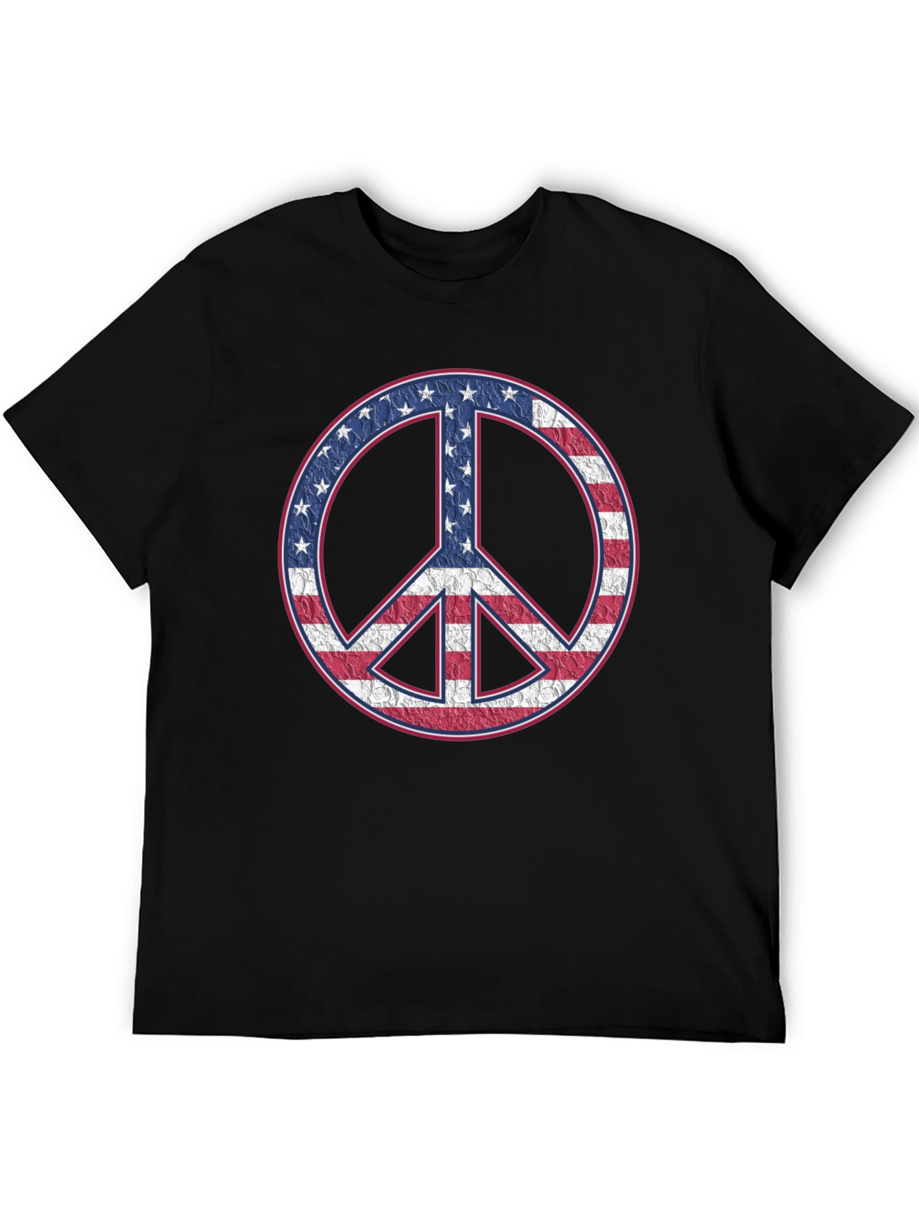 American Flag Peace Sign Black T-Shirt
