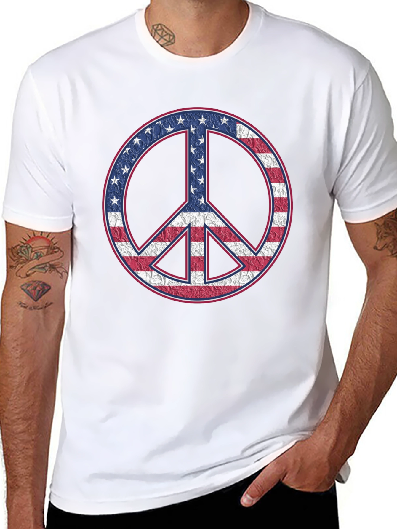 American Flag Peace Sign Black T-Shirt