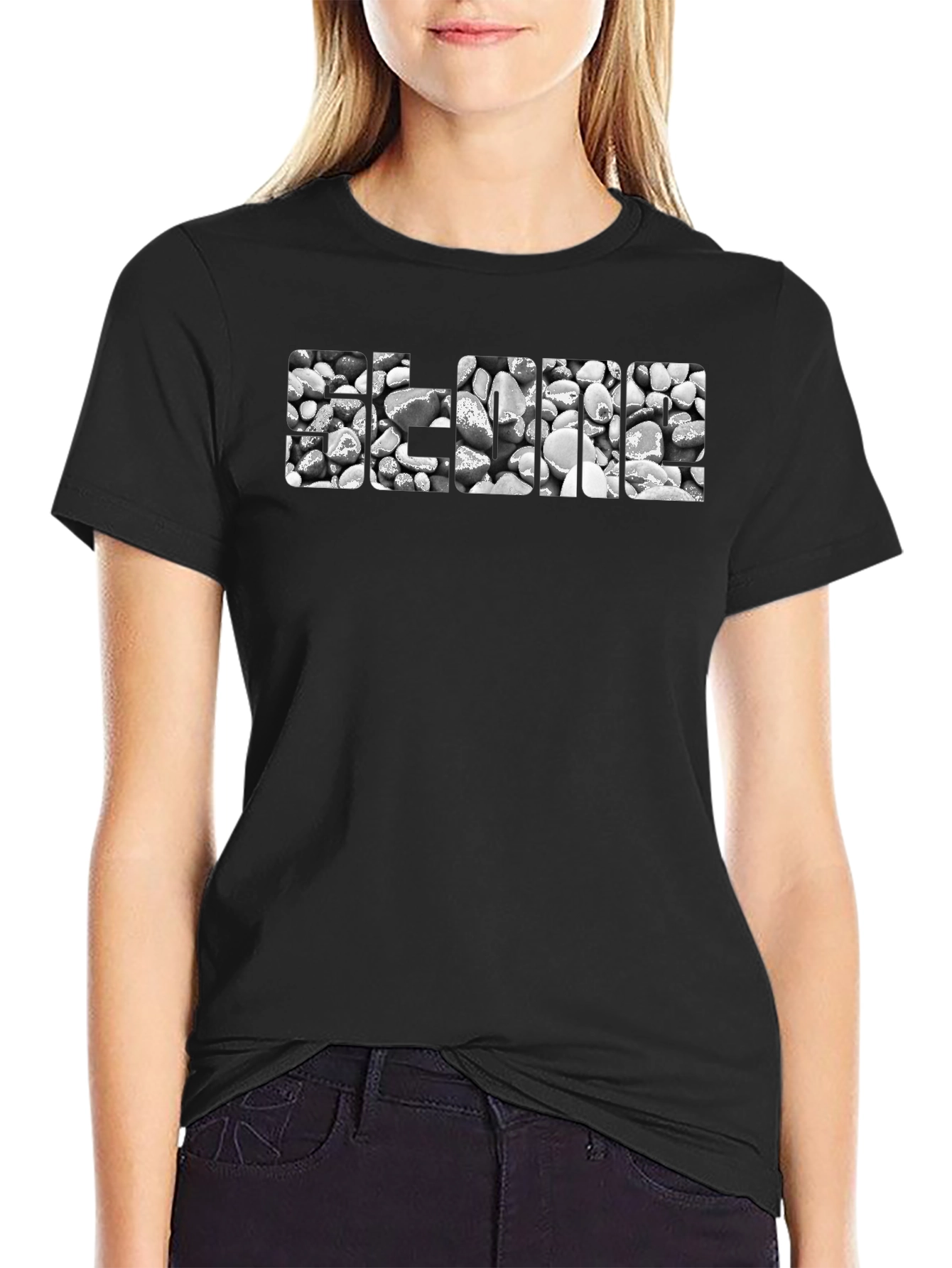 Abstract Stone Design Black T-Shirt