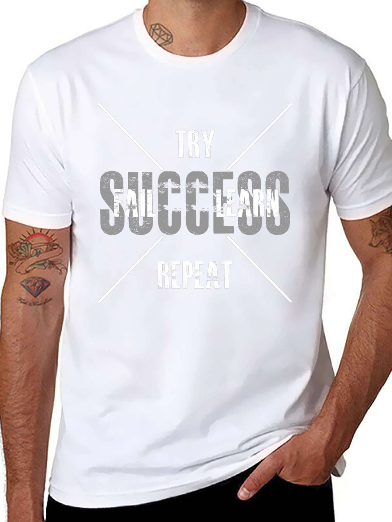 Inspirational Graphic Tee - Try Fail Success Repeat