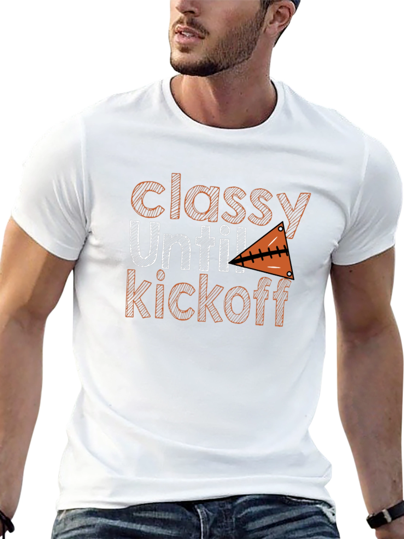 Classy Until Kickoff Football Graphic T-Shirt