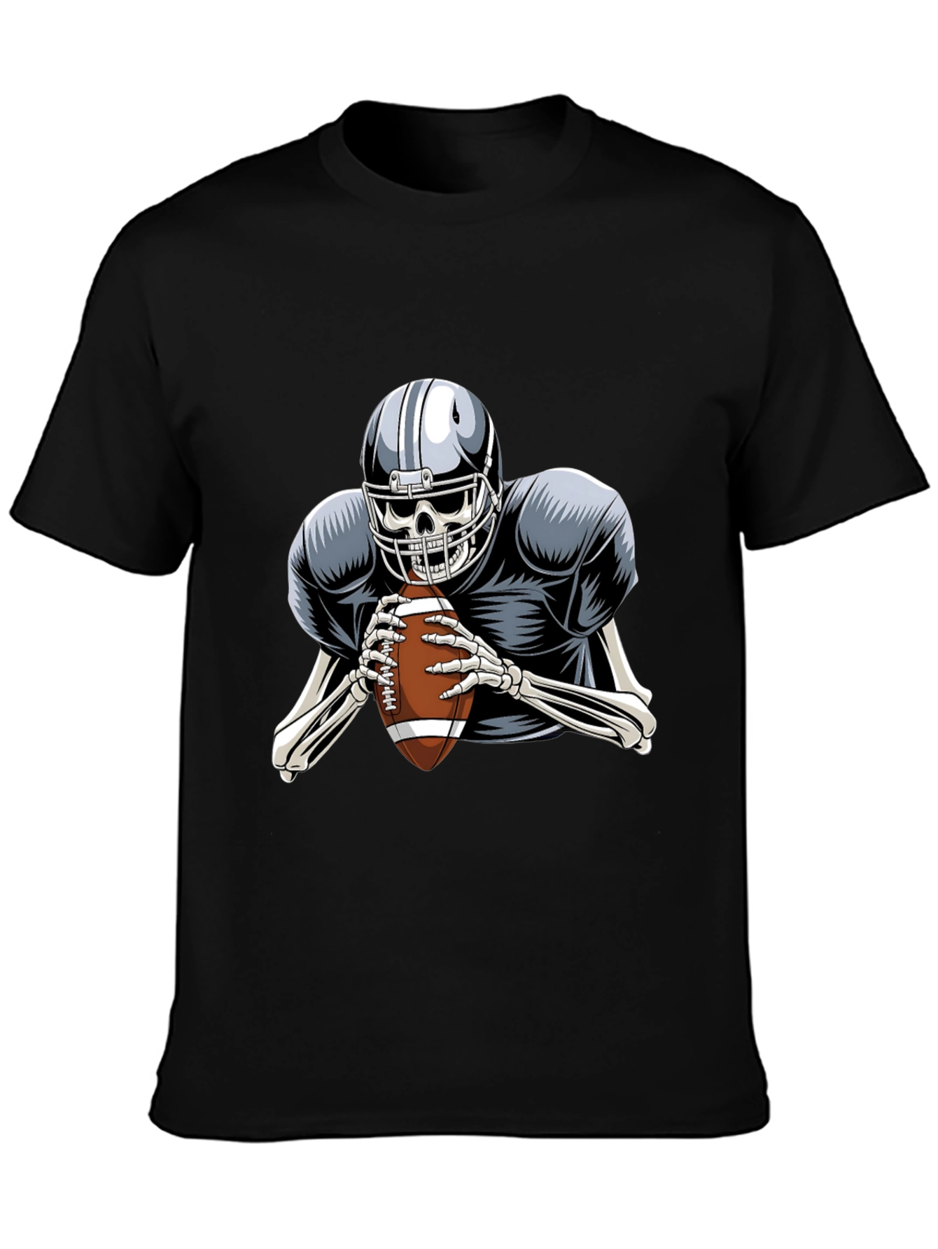 Skeleton Football Player Graphic Tee - Black