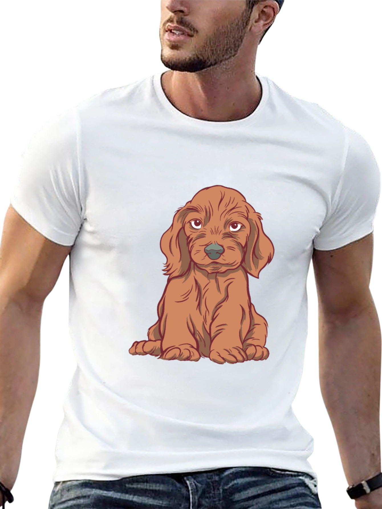Cute Puppy Graphic T-Shirt - Black