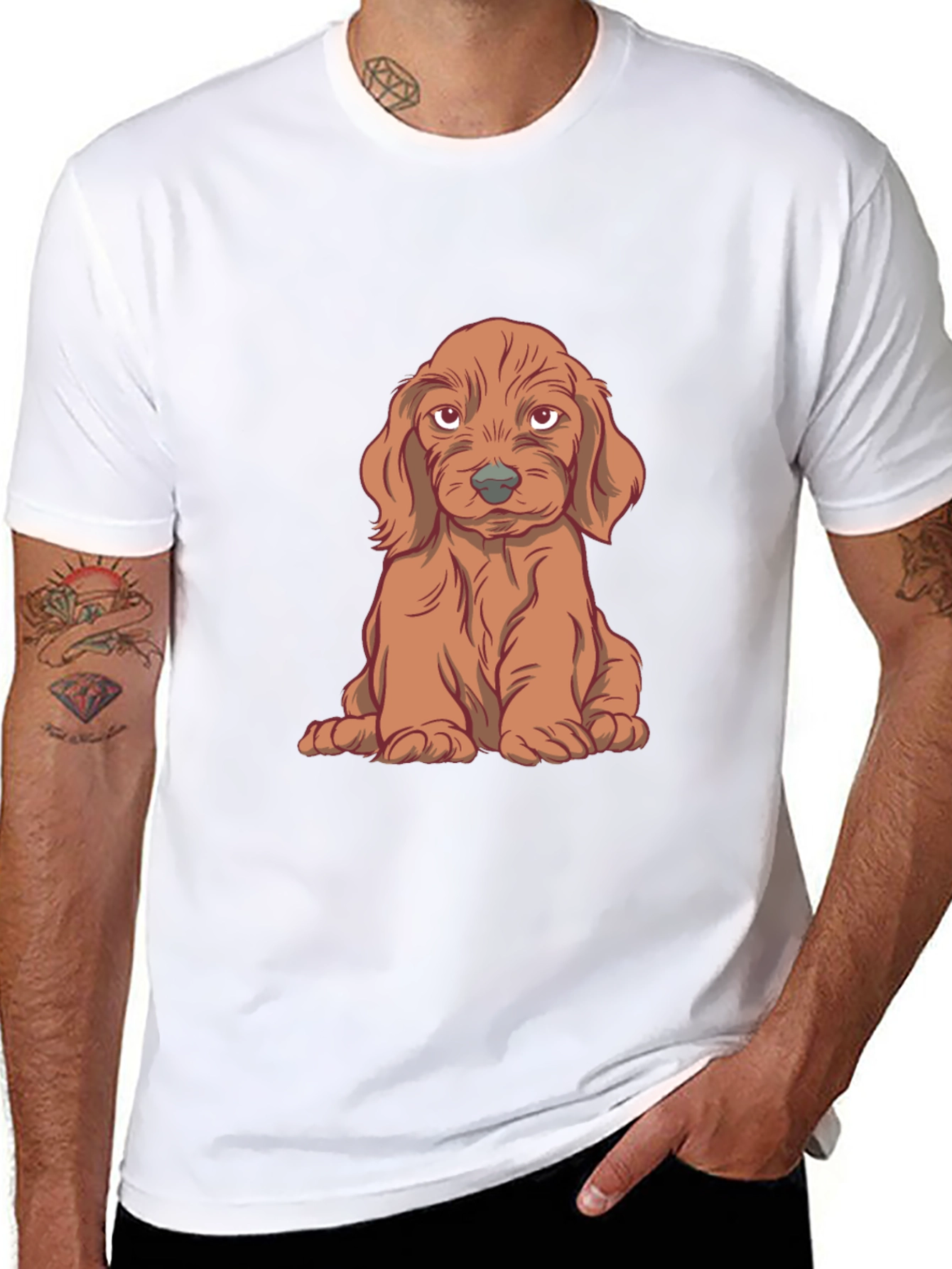 Cute Puppy Graphic T-Shirt - Black
