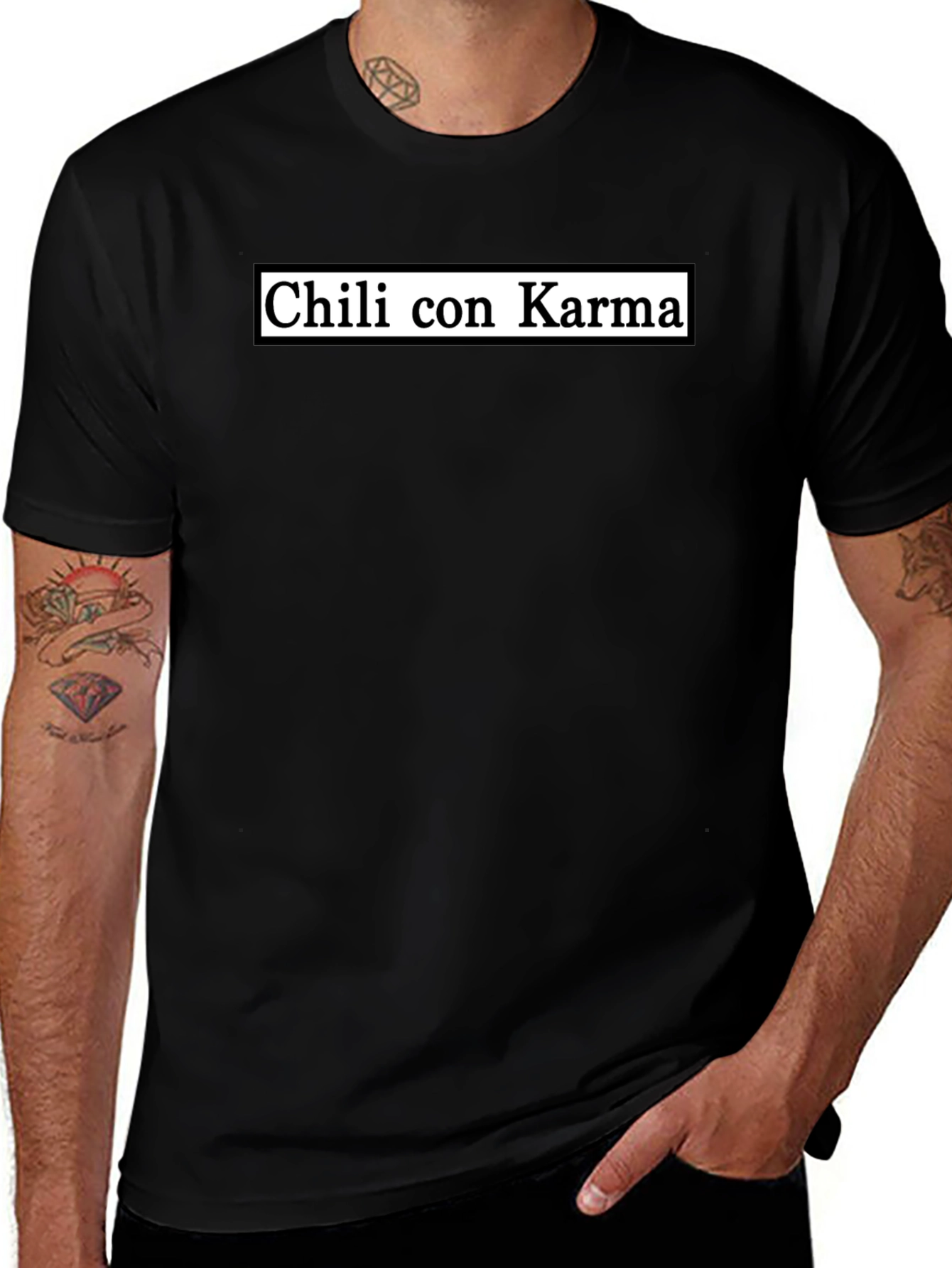 Chili con Karma Graphic T-Shirt - Black Casual Tee