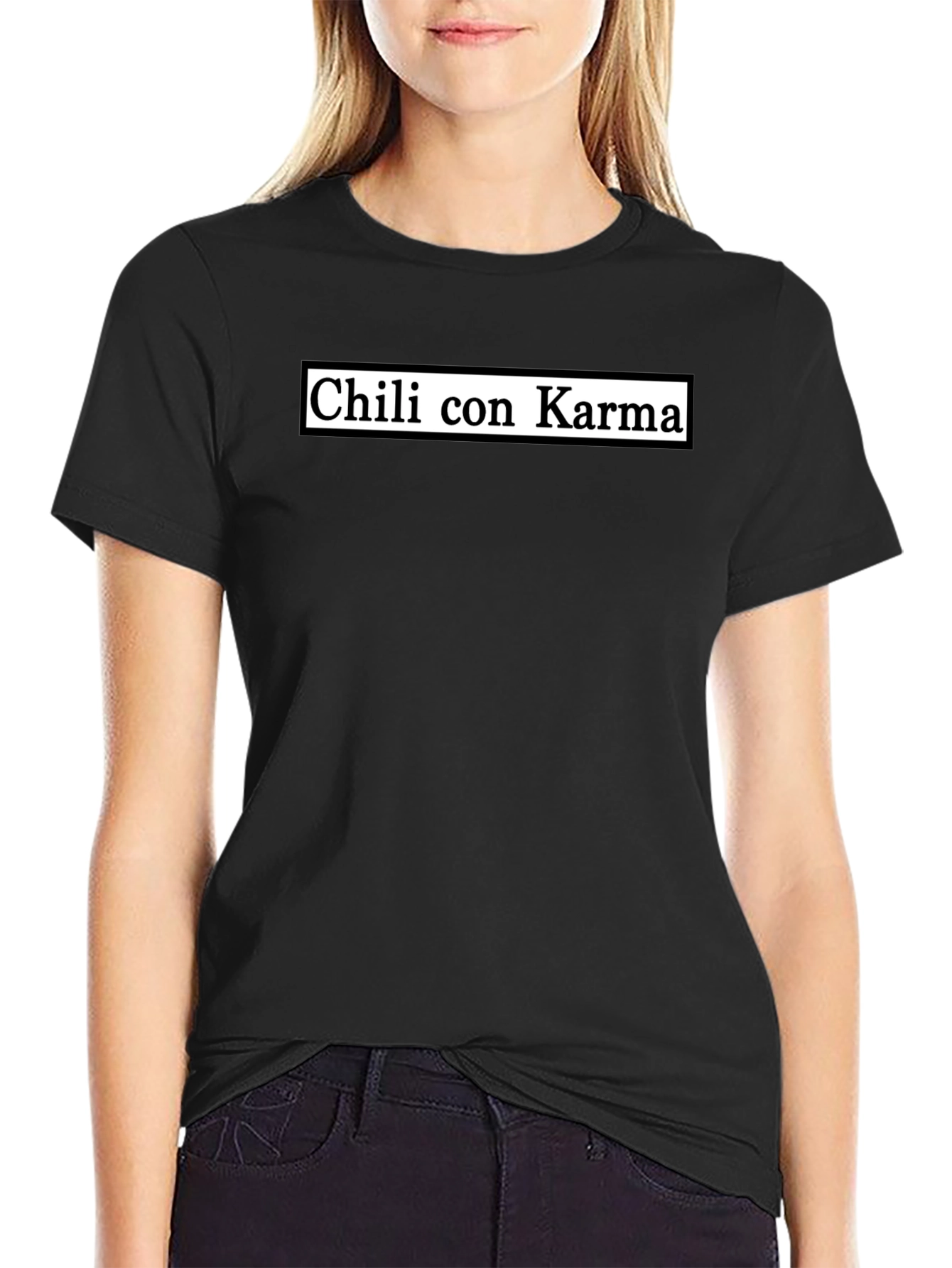Chili con Karma Graphic T-Shirt - Black Casual Tee