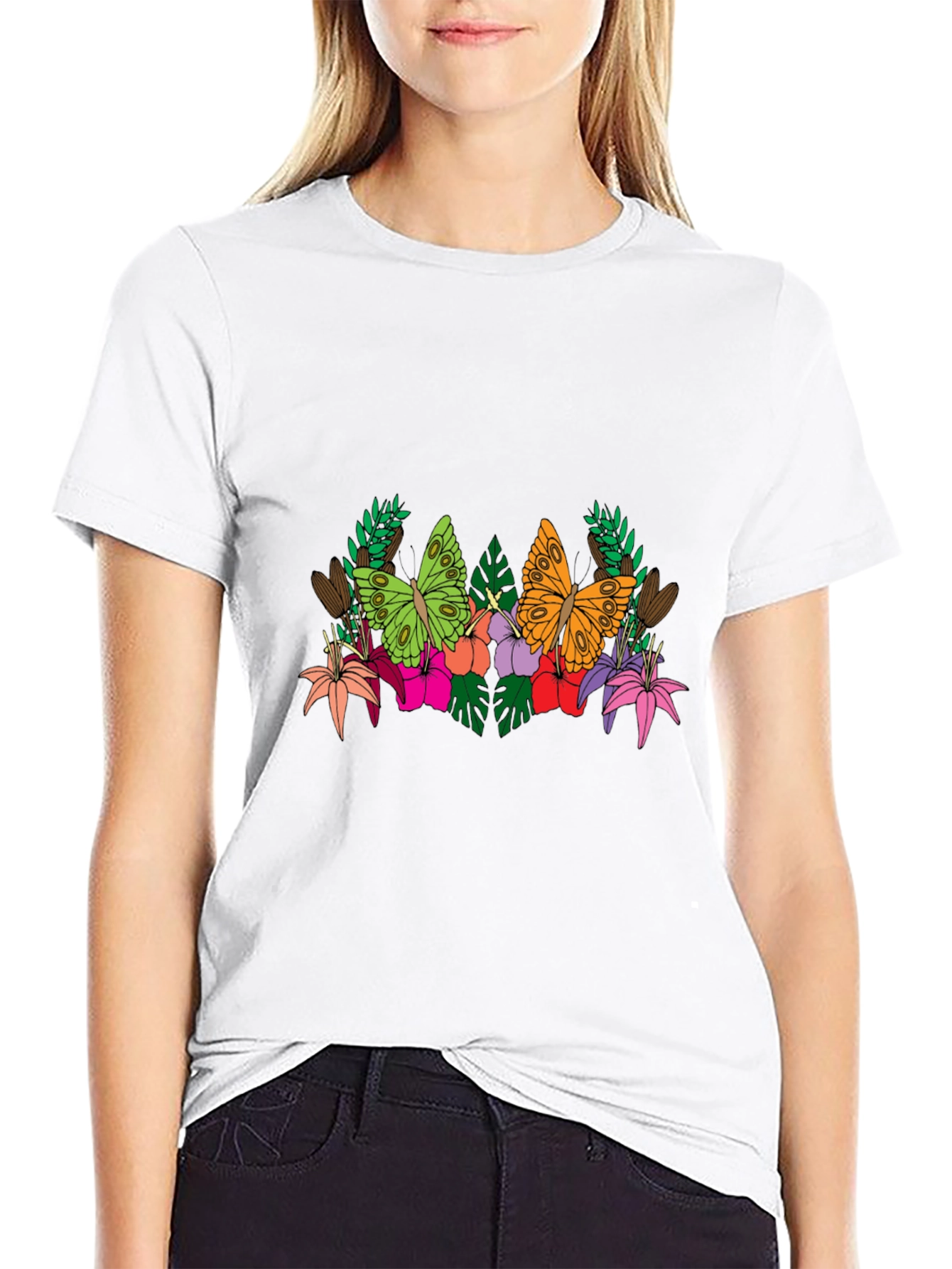 Butterfly Floral Graphic Tee - Mens Black T-Shirt