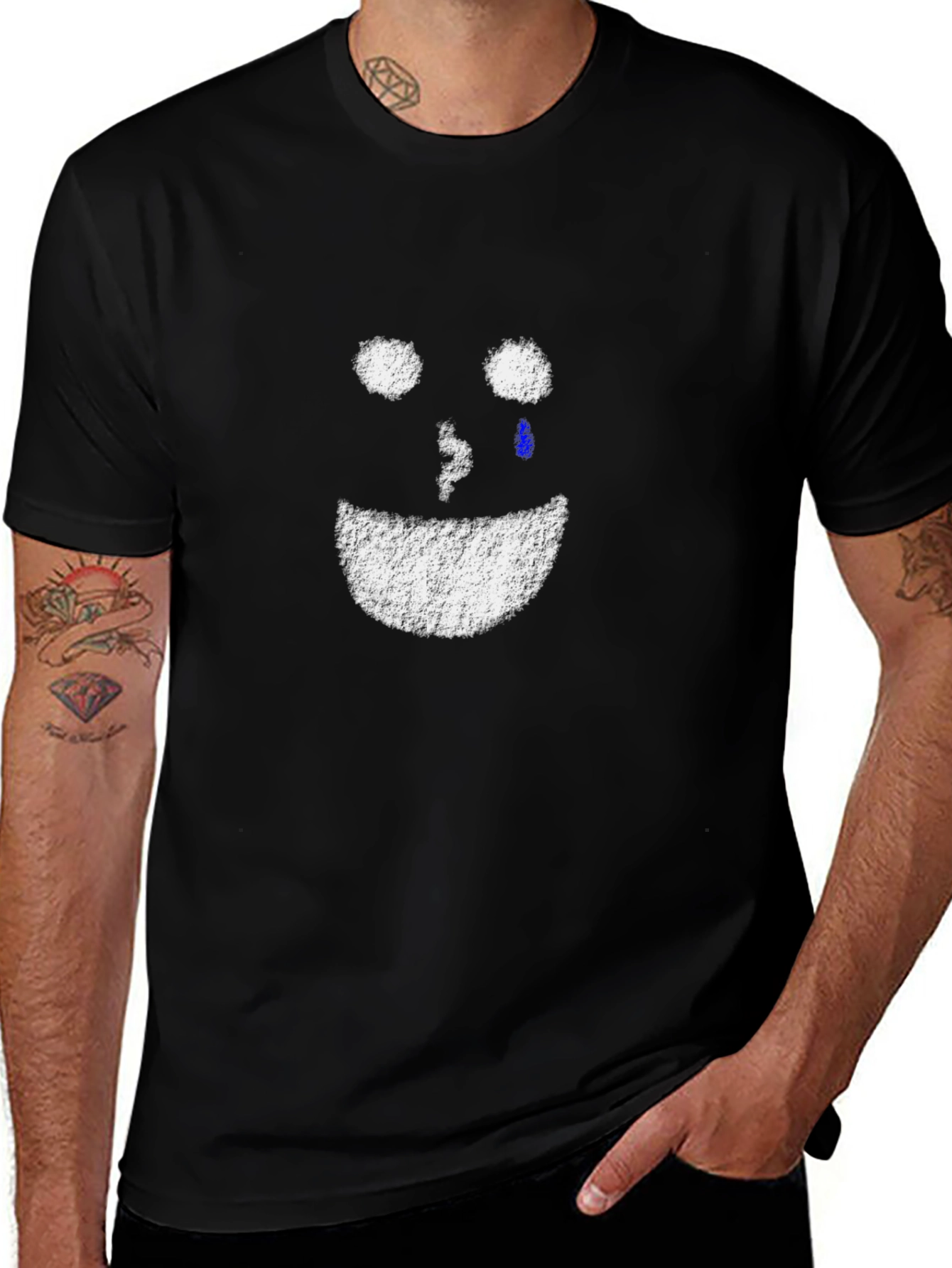 Sad Smiley Black T-Shirt - Comfort Fit
