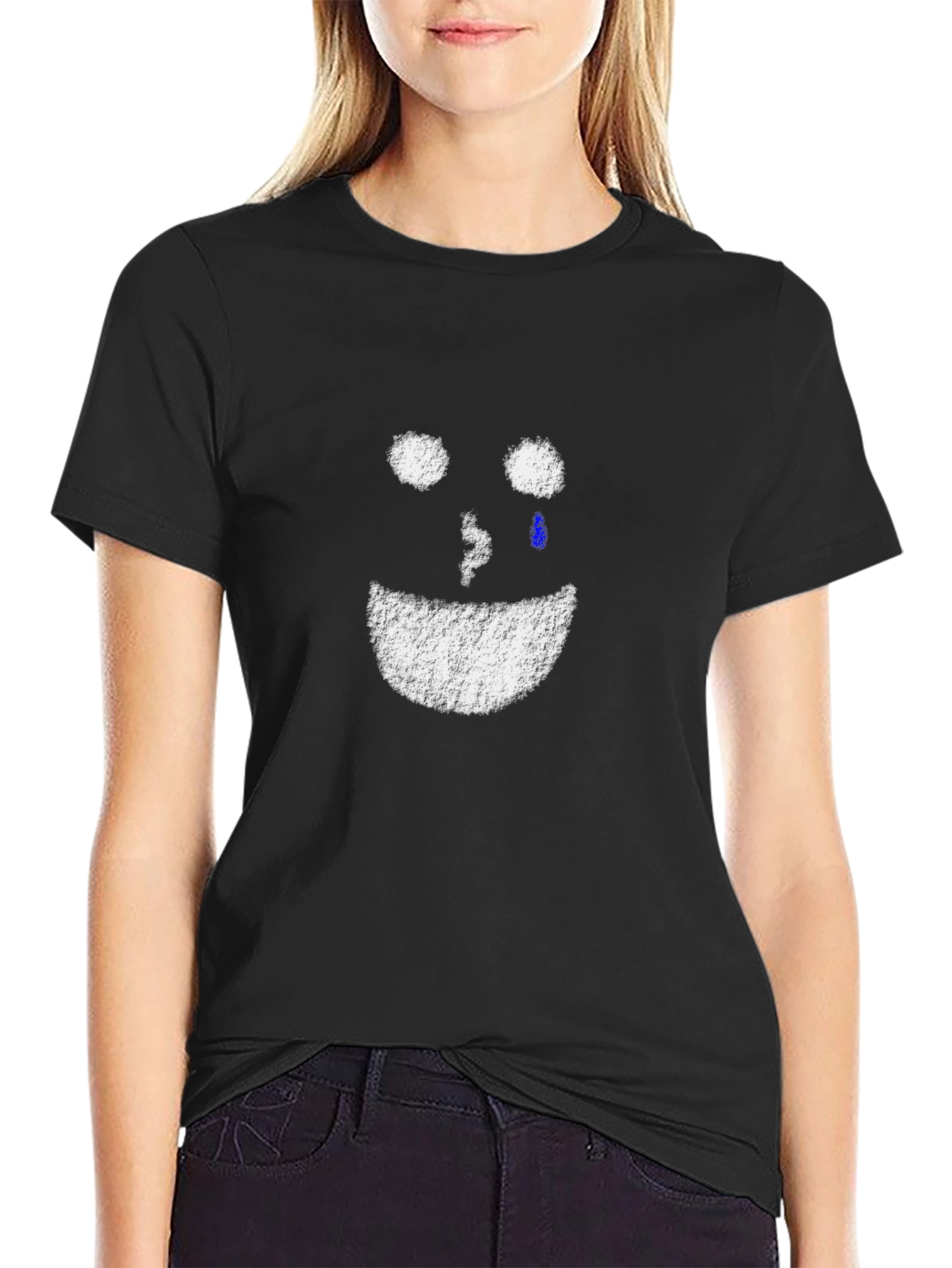 Sad Smiley Black T-Shirt - Comfort Fit